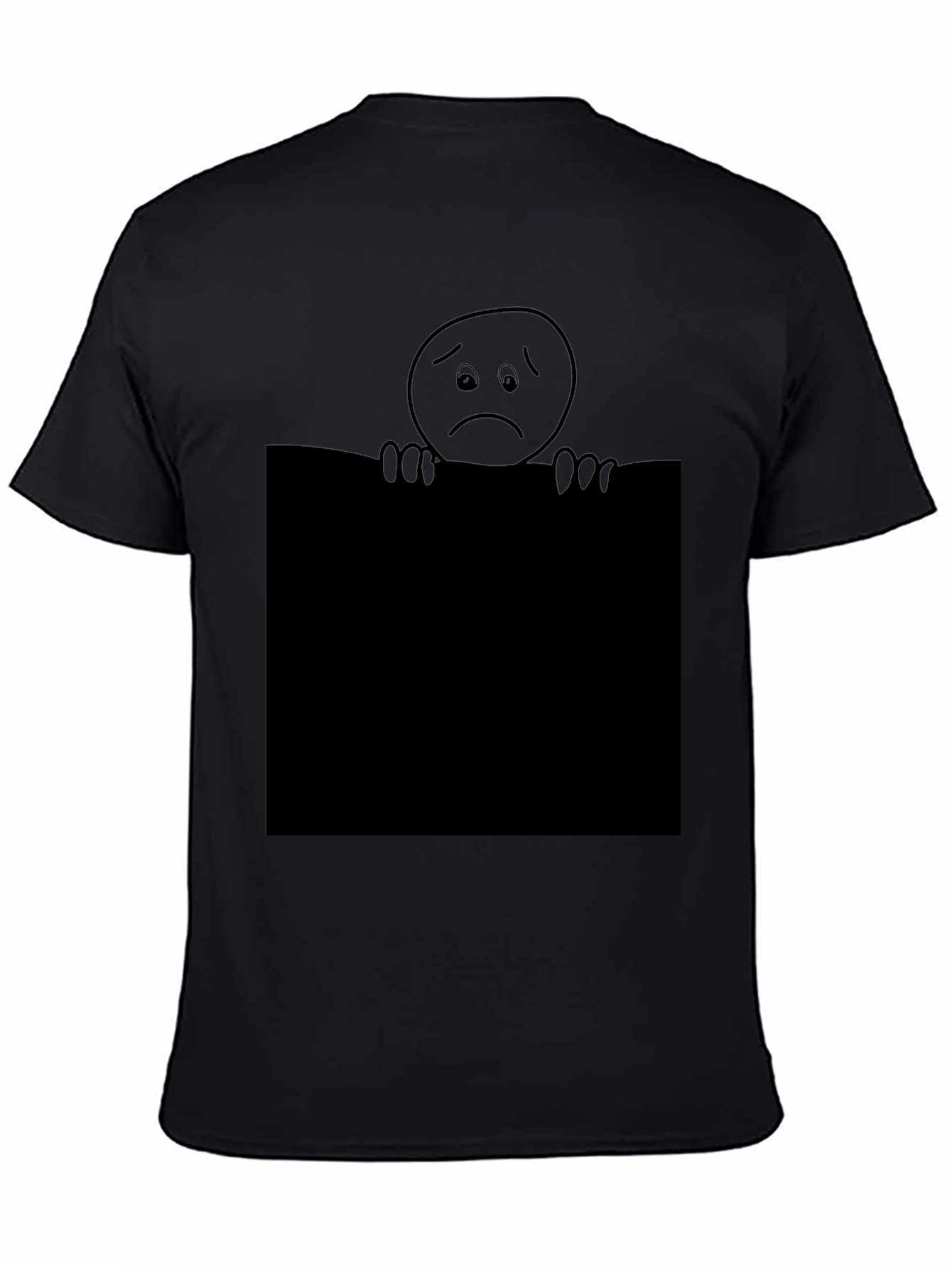 Sad Face Graphic T-Shirt - Black Crew Neck