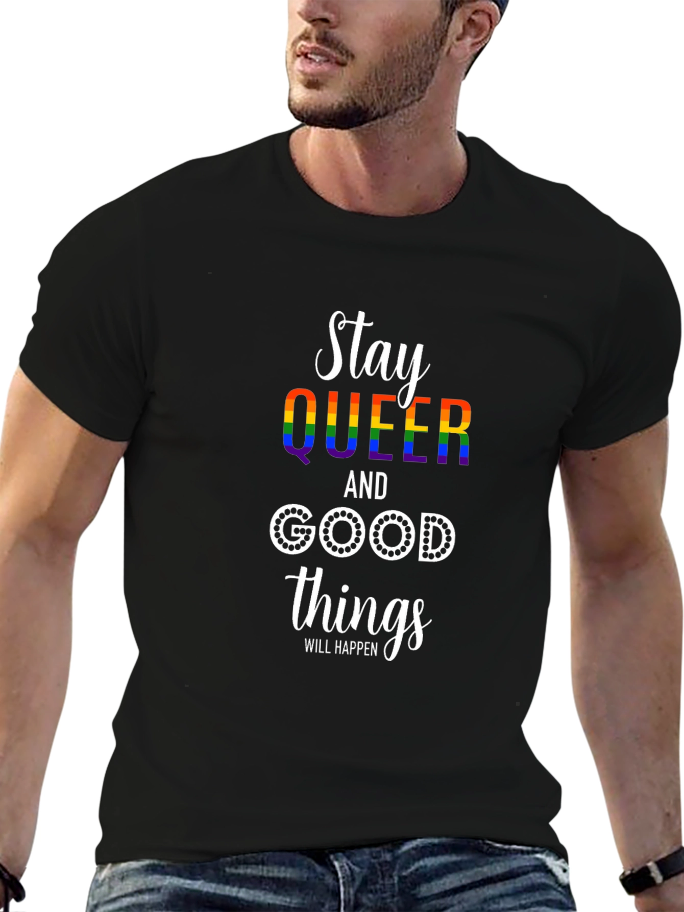 Stay Queer Rainbow Graphic T-Shirt