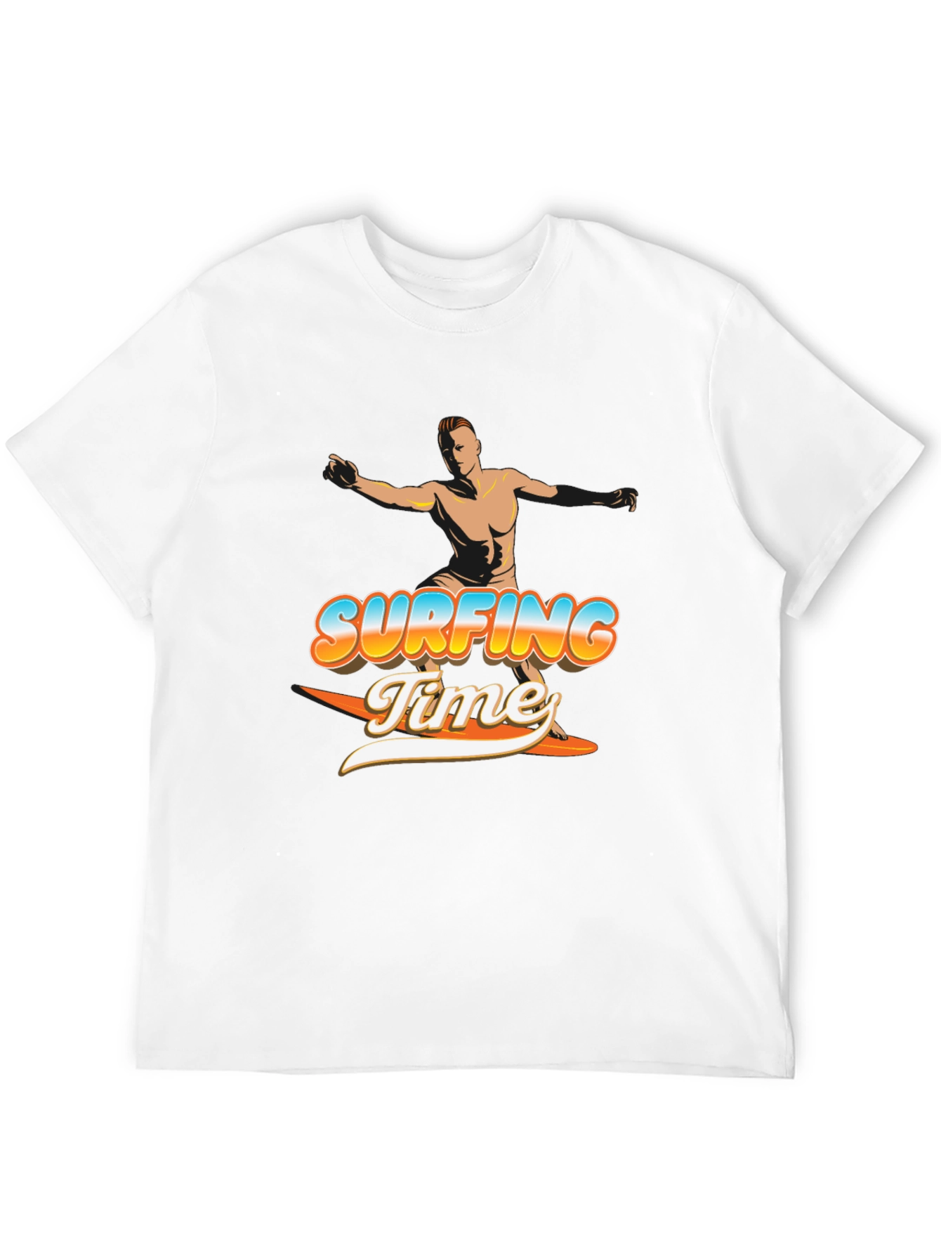 Surfing Time Graphic Tee - Black Cotton T-Shirt