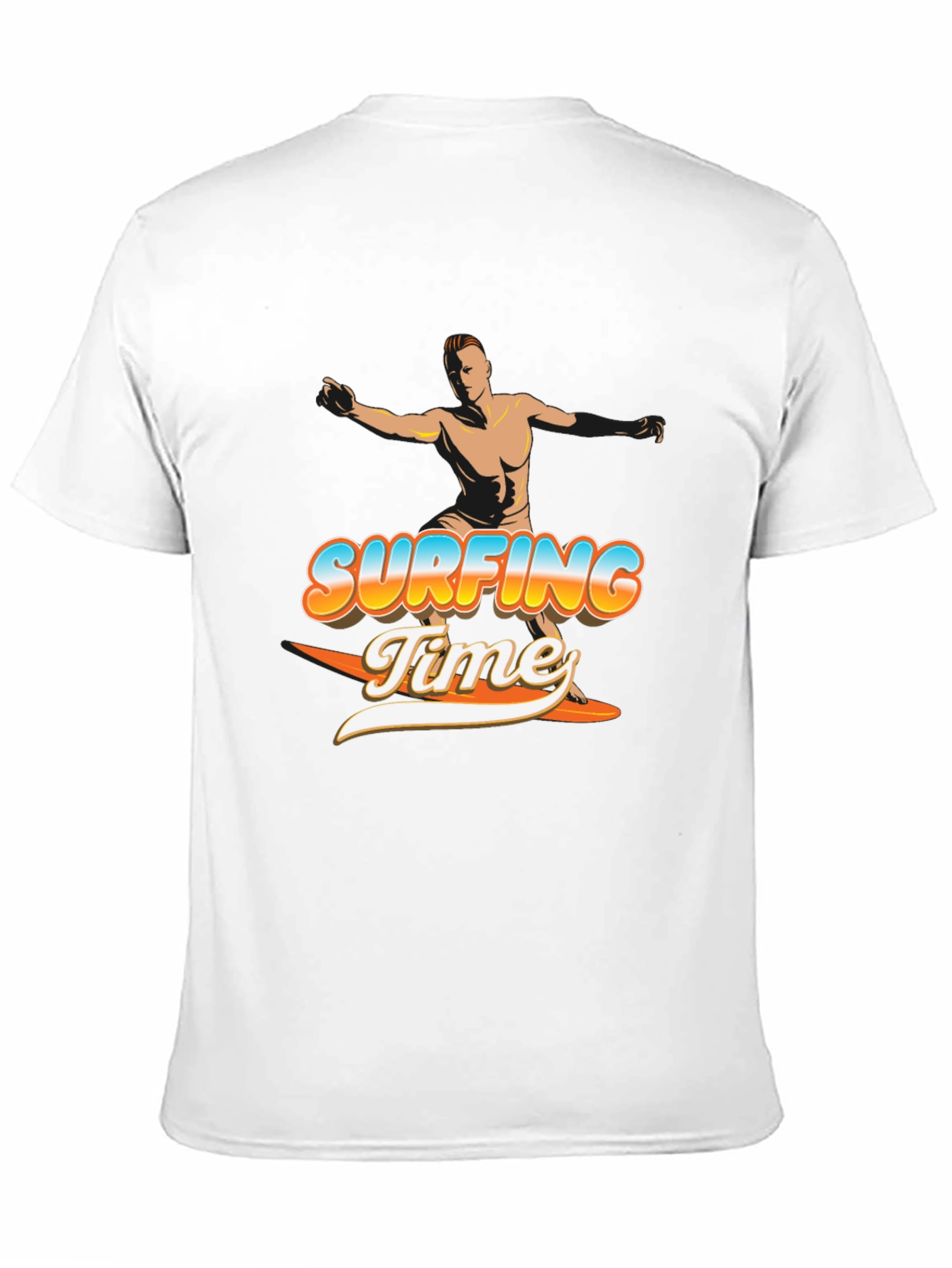 Surfing Time Graphic Tee - Black Cotton T-Shirt