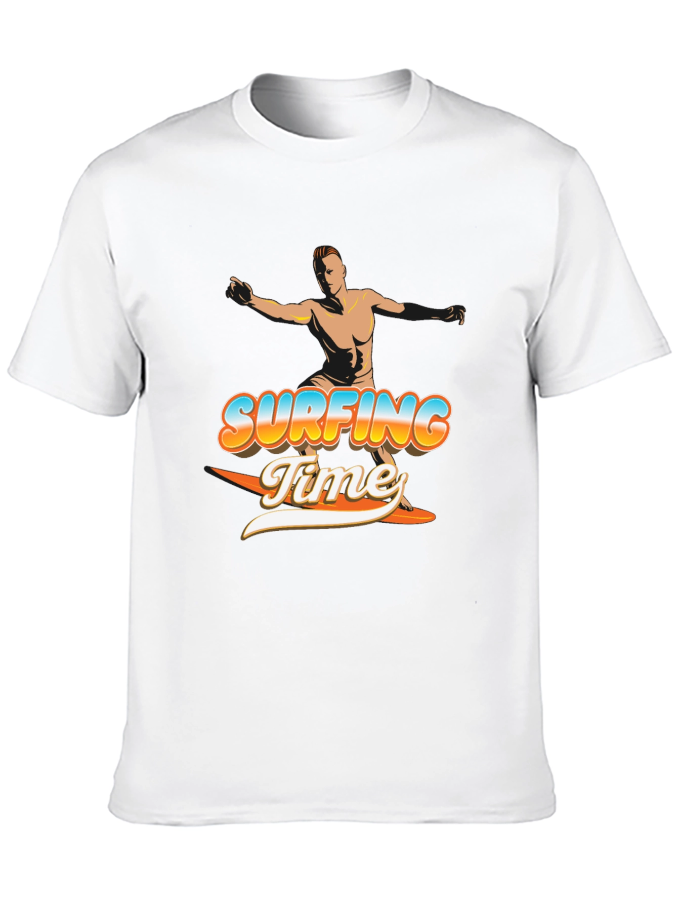 Surfing Time Graphic Tee - Black Cotton T-Shirt