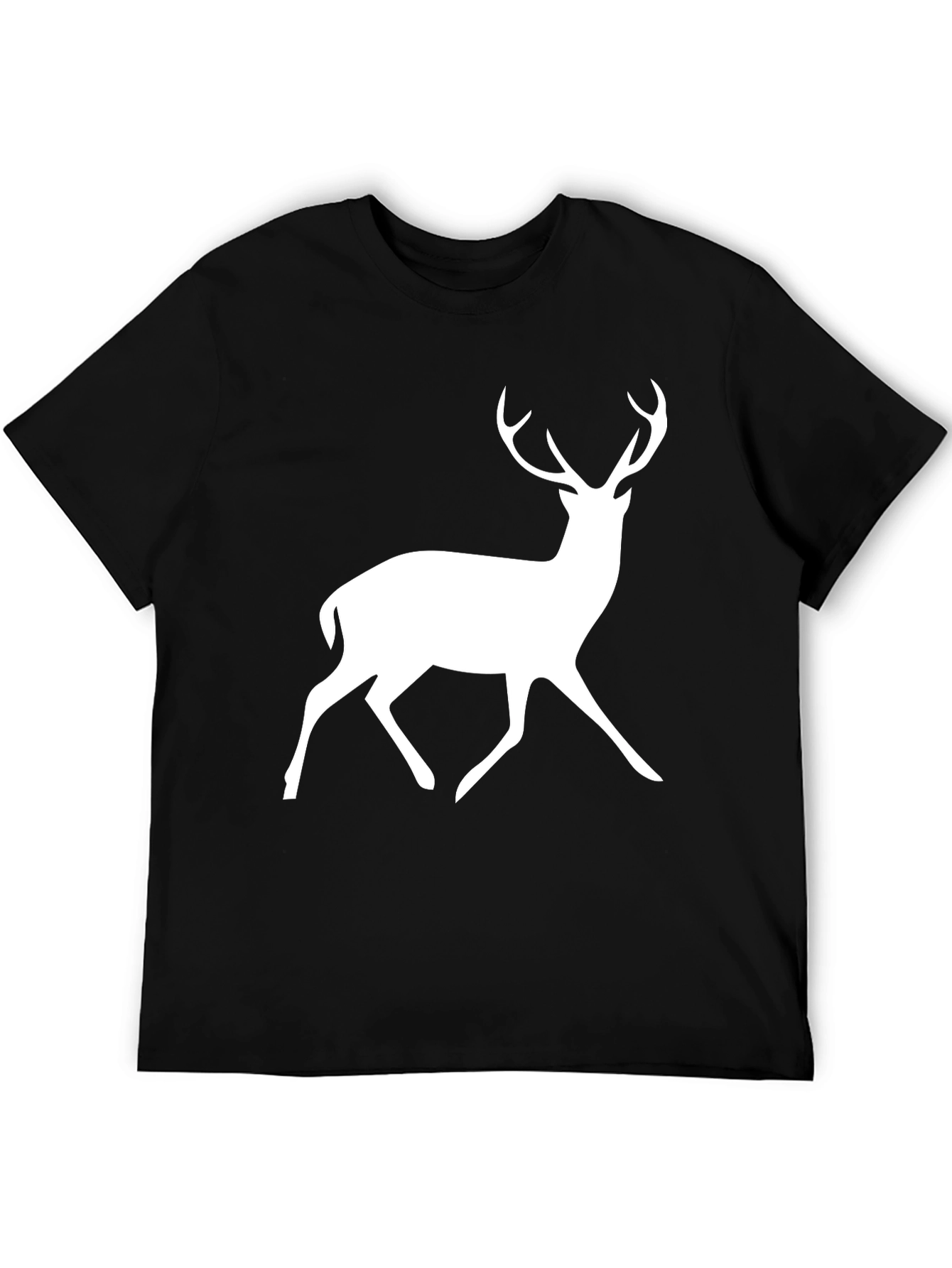 Black T-Shirt with White Deer Graphic
