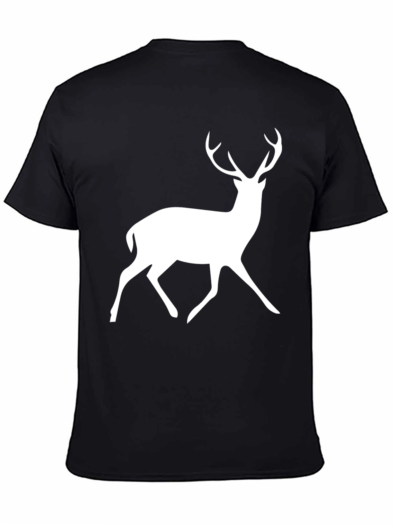 Black T-Shirt with White Deer Graphic