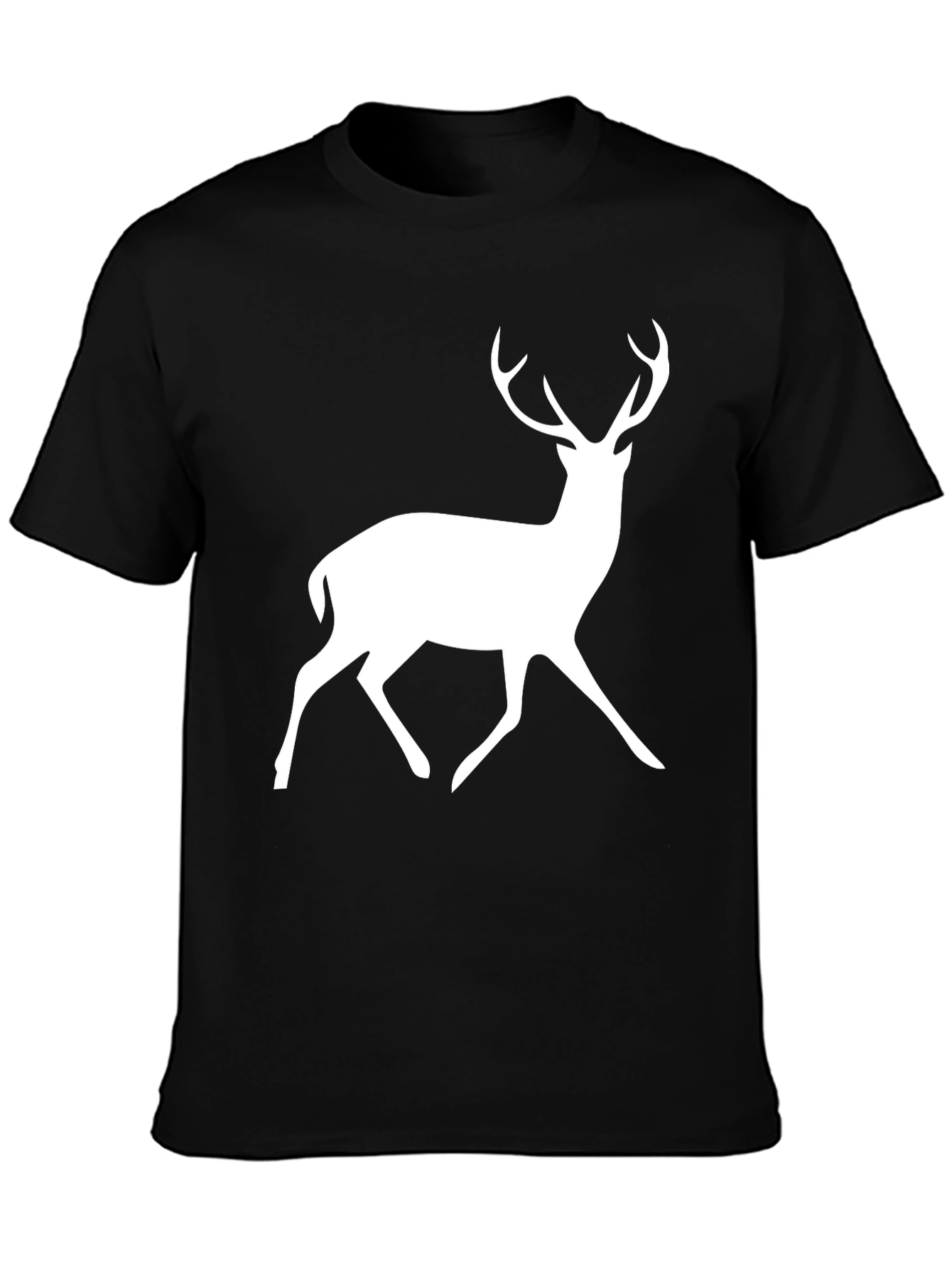Black T-Shirt with White Deer Graphic