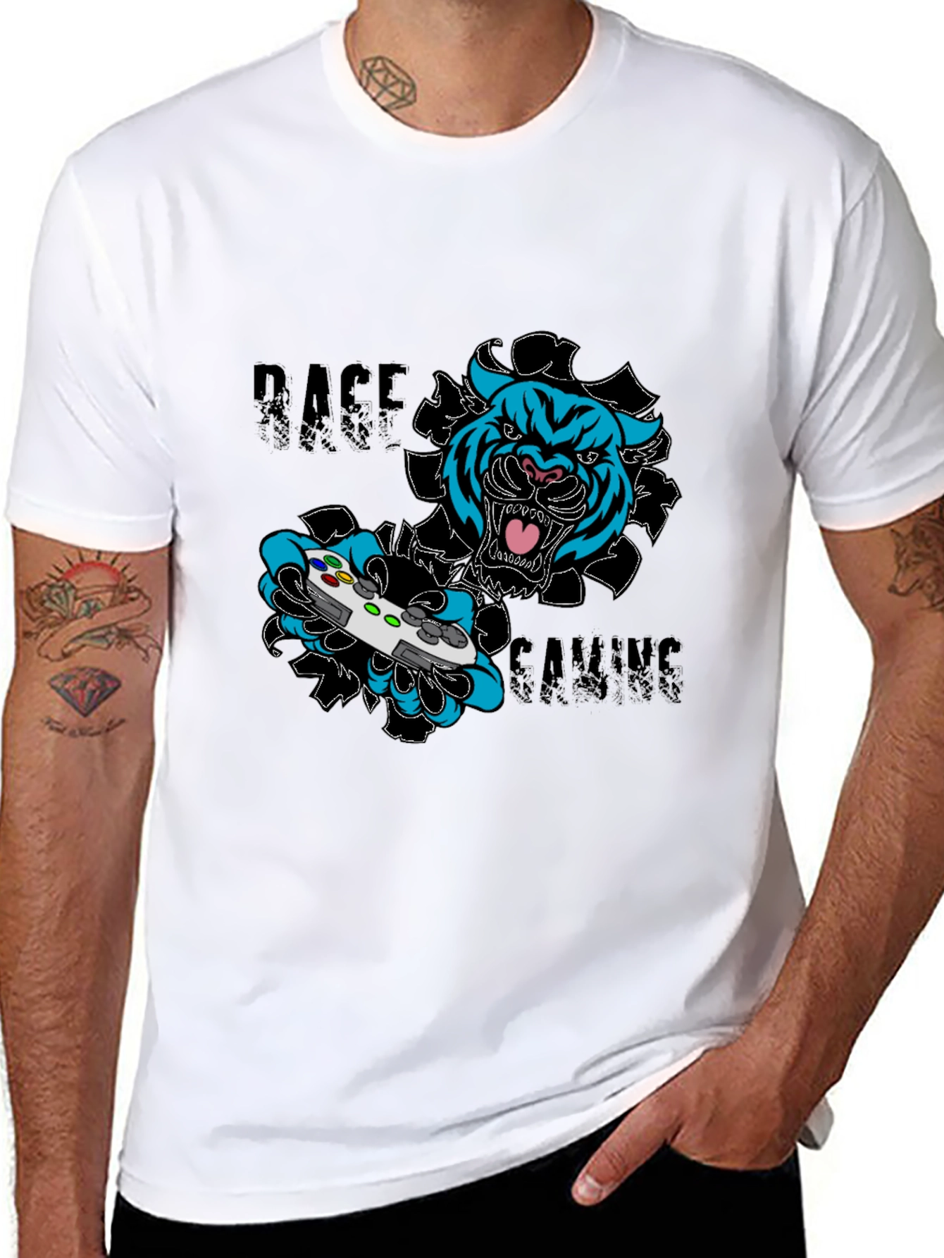 Rage Gaming T-Shirt - Tiger Controller Graphic Tee