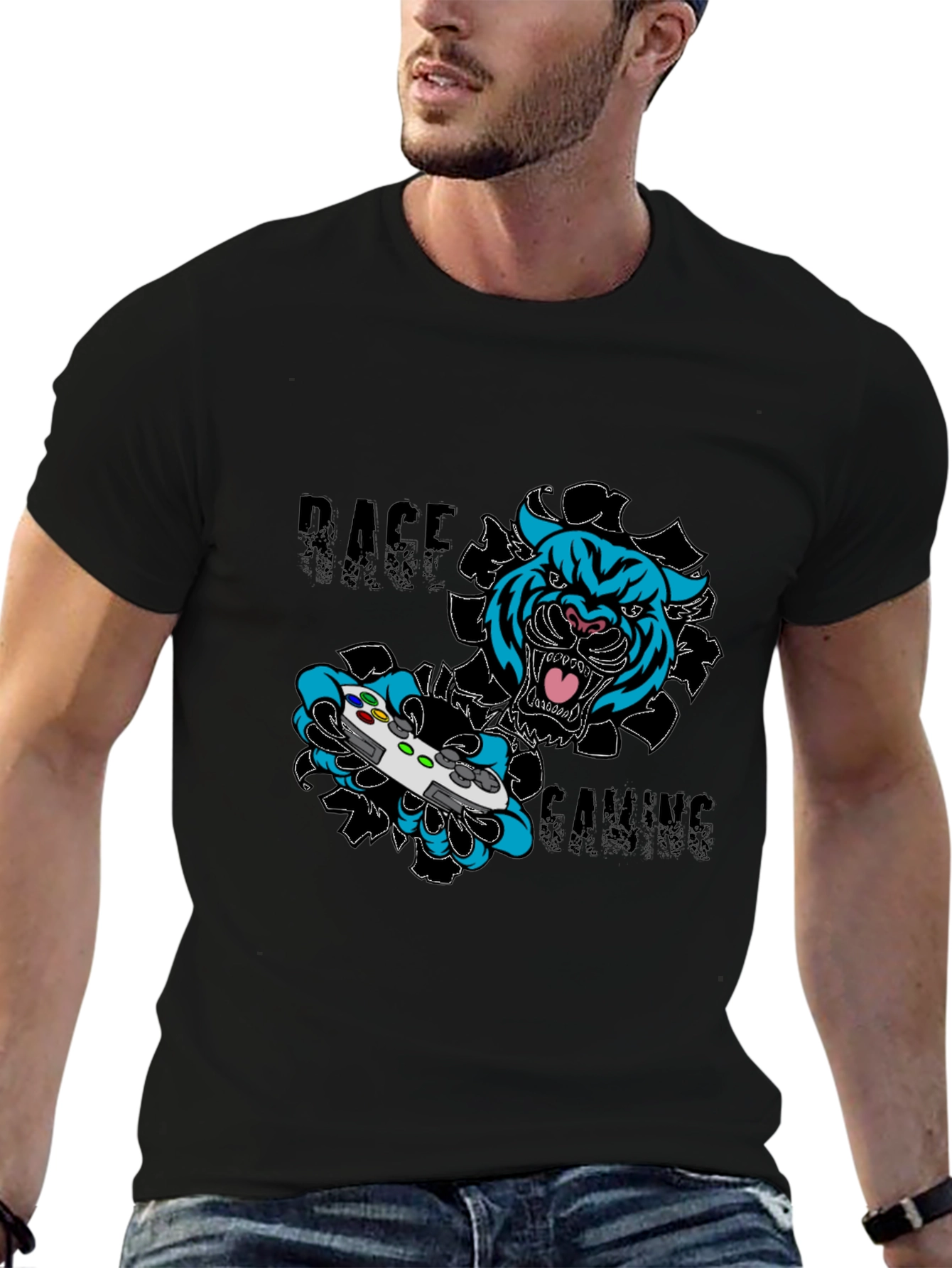 Rage Gaming T-Shirt - Tiger Controller Graphic Tee