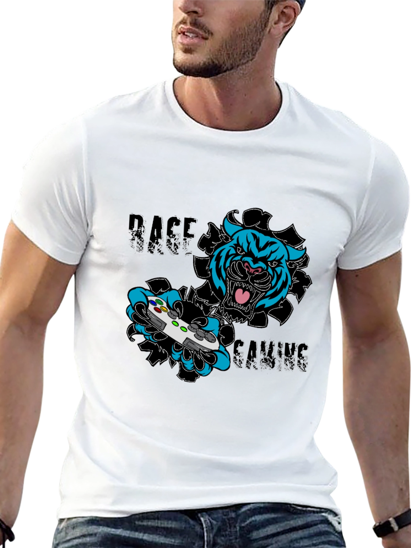 Rage Gaming T-Shirt - Tiger Controller Graphic Tee