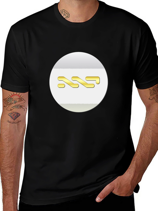 Stylish Black Tee with Abstract Gold Design