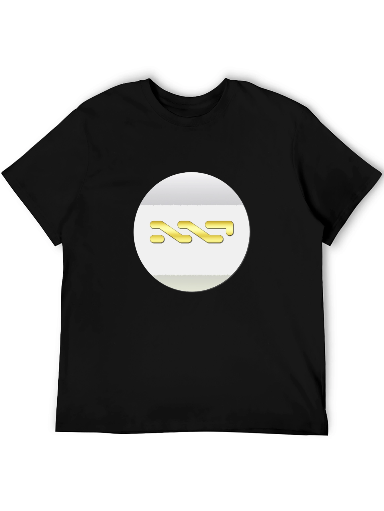 Stylish Black Tee with Abstract Gold Design