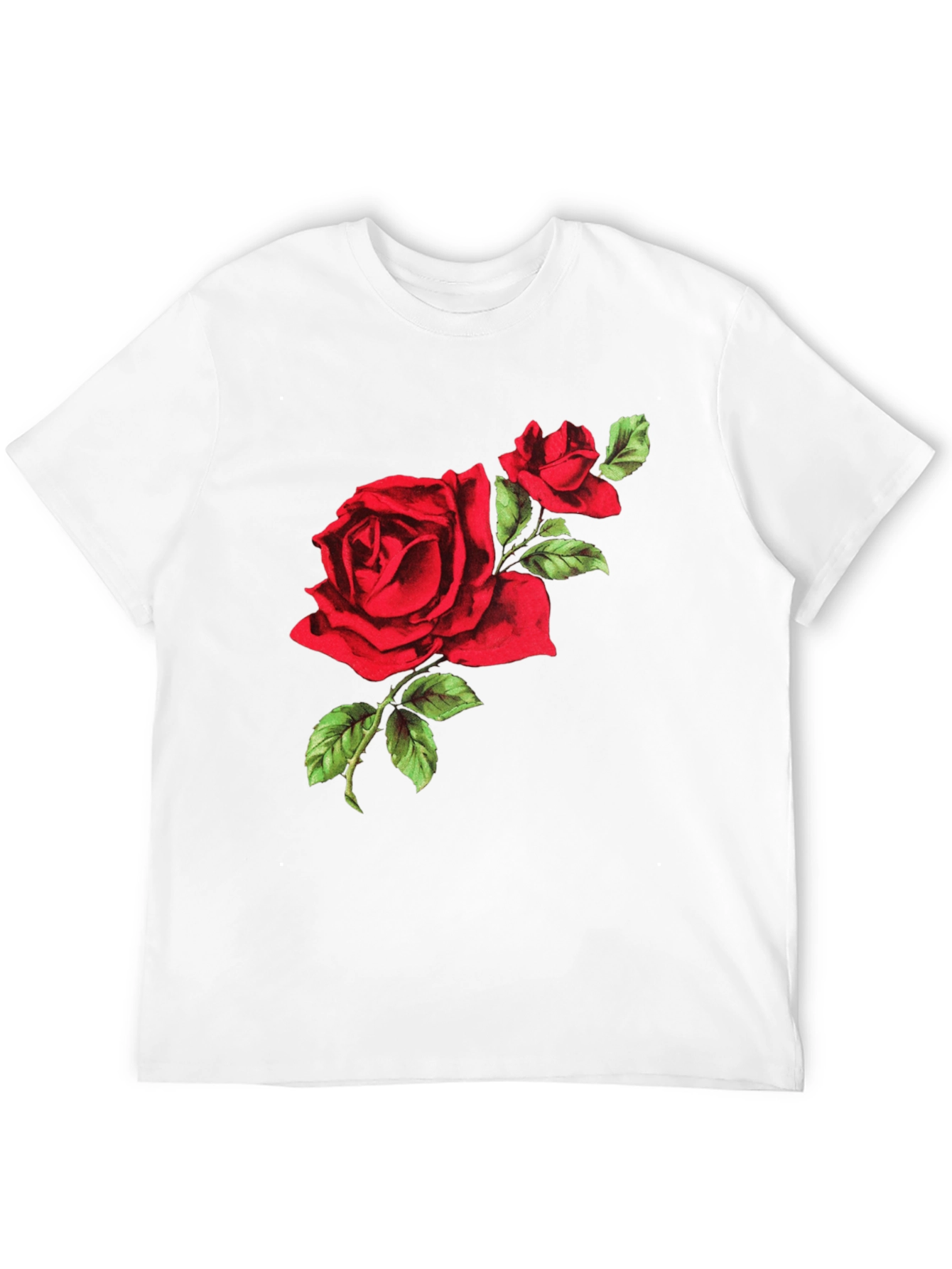 Red Rose Graphic Tee - Black Cotton T-Shirt