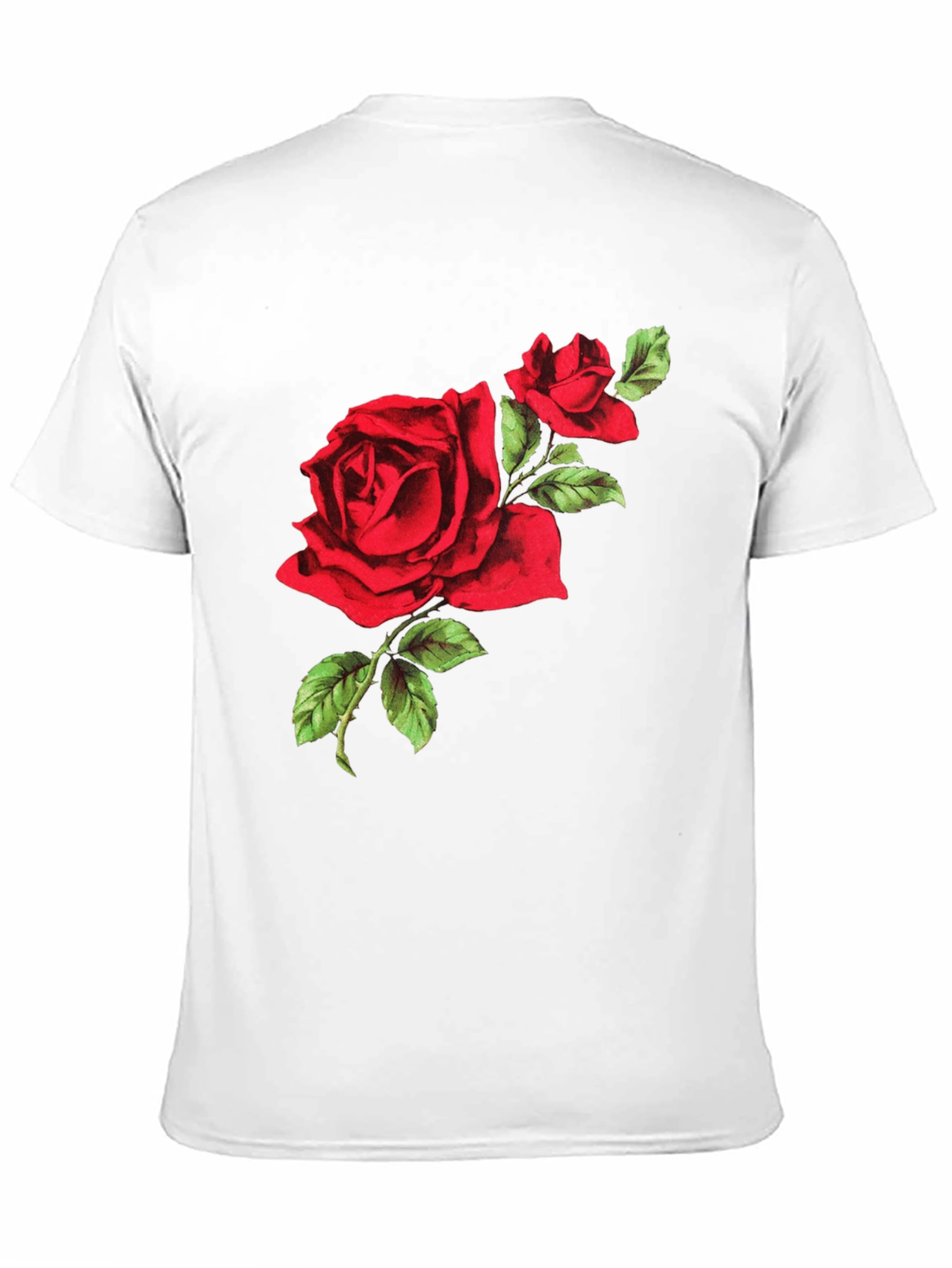 Red Rose Graphic Tee - Black Cotton T-Shirt