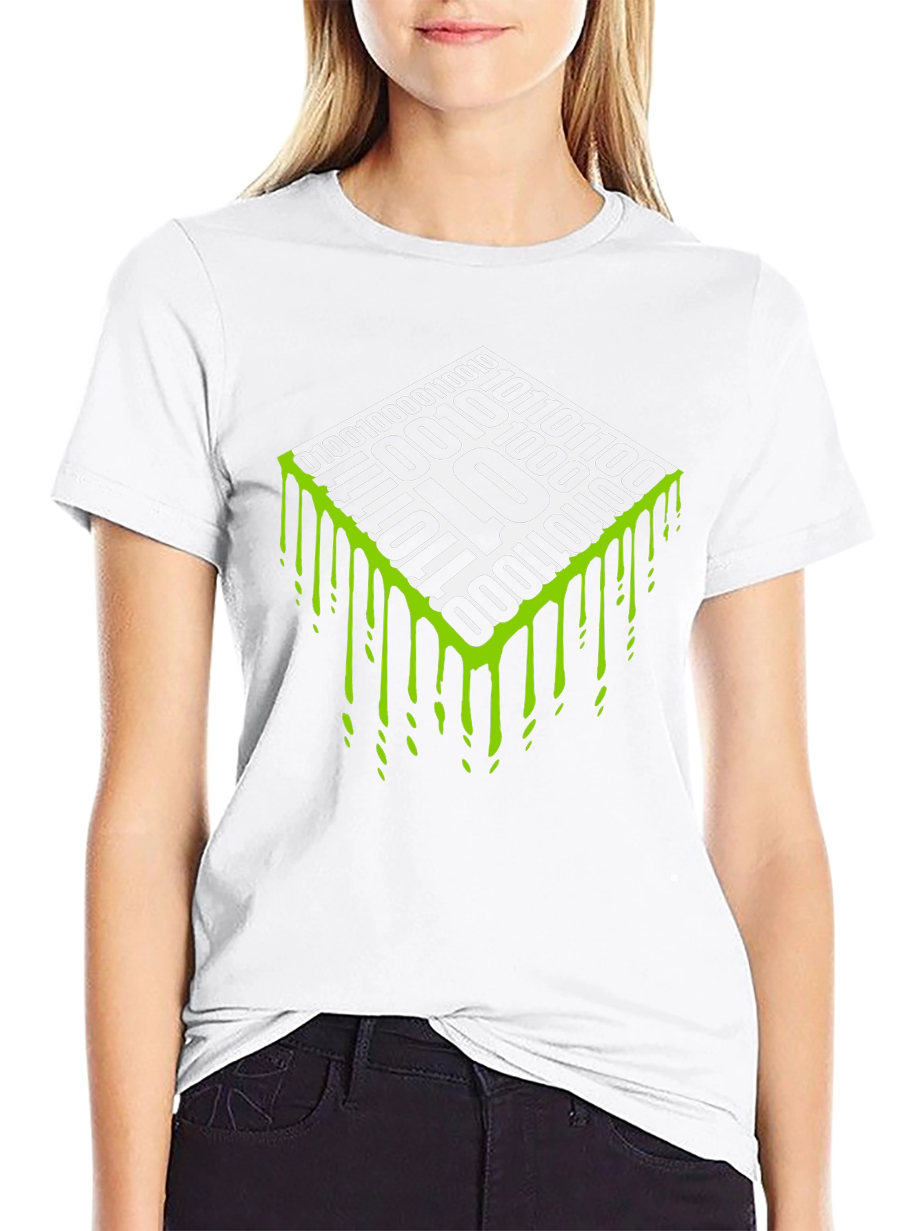Binary Code Drip Graphic Tee - Geek Chic