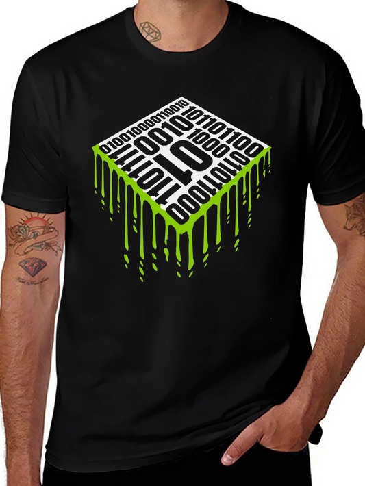 Binary Code Drip Graphic Tee - Geek Chic