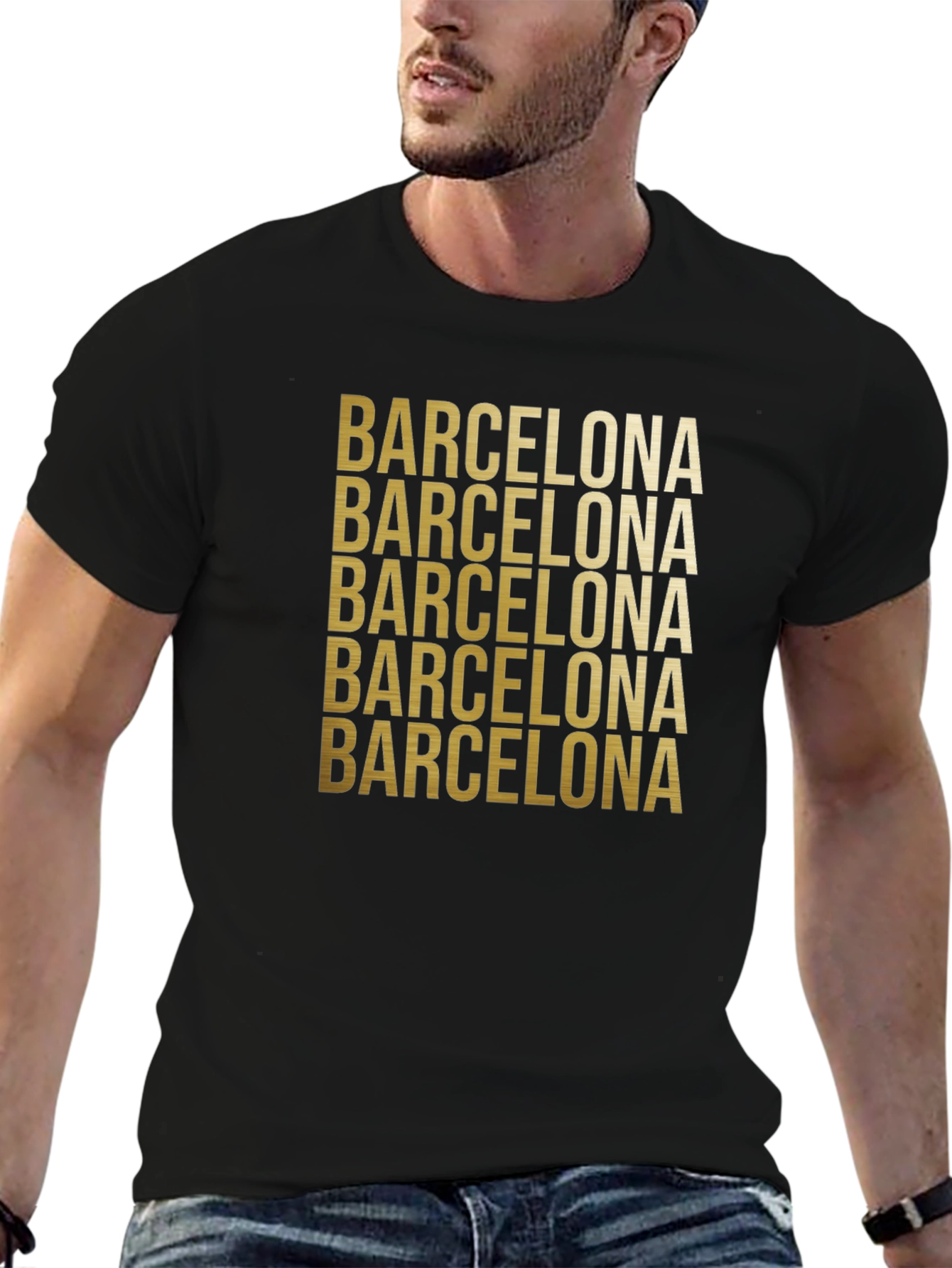 Barcelona Graphic Print Crew Neck T-Shirt