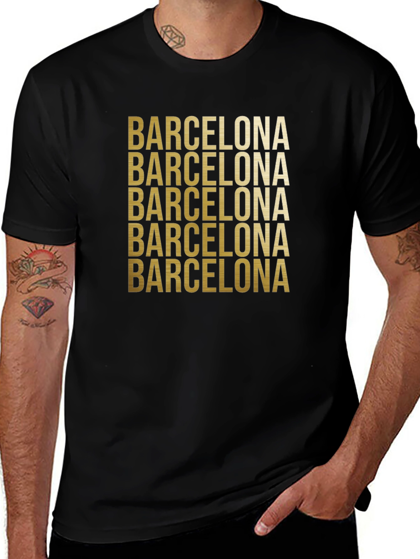 Barcelona Graphic Print Crew Neck T-Shirt