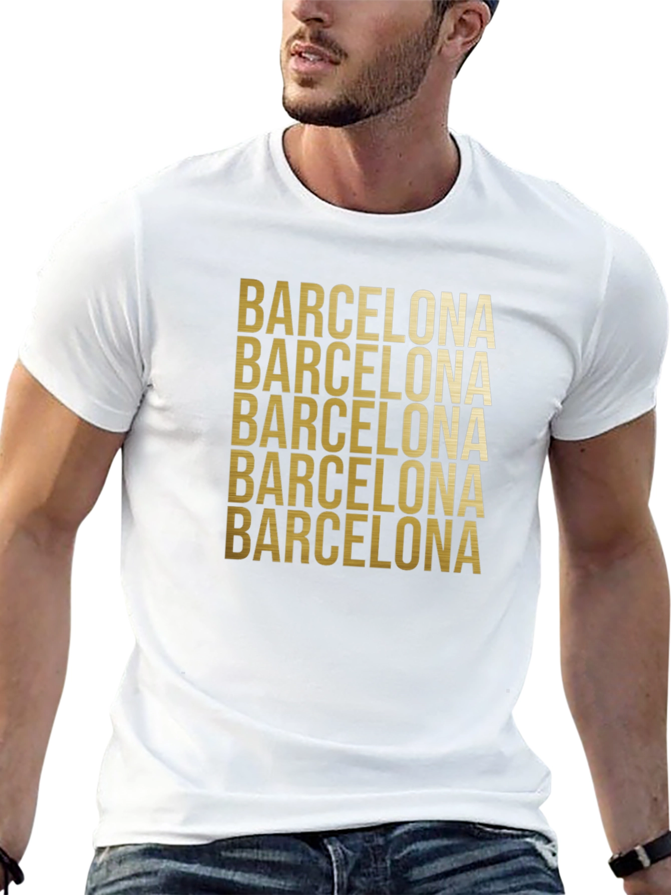 Barcelona Graphic Print Crew Neck T-Shirt