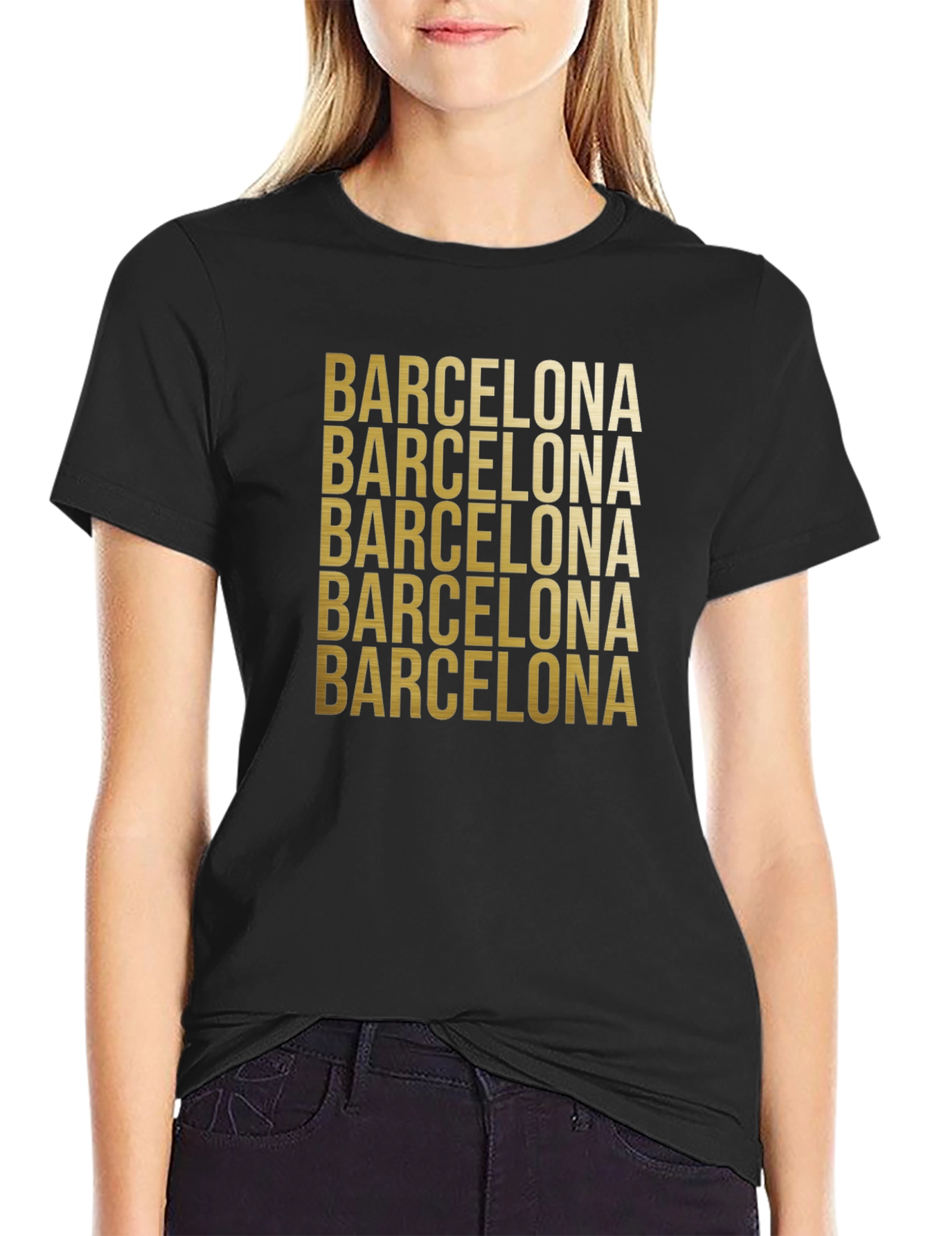 Barcelona Graphic Print Crew Neck T-Shirt