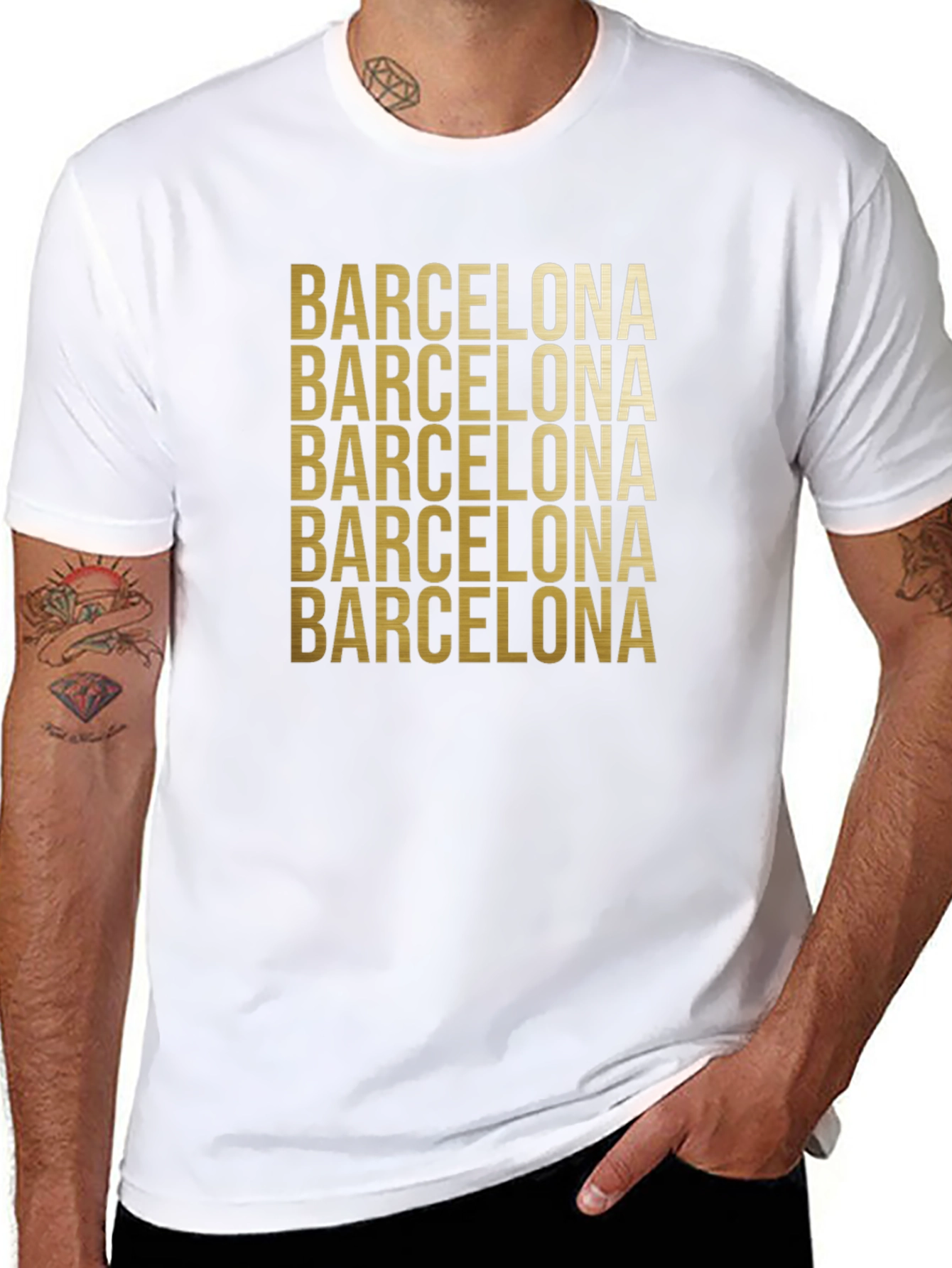 Barcelona Graphic Print Crew Neck T-Shirt