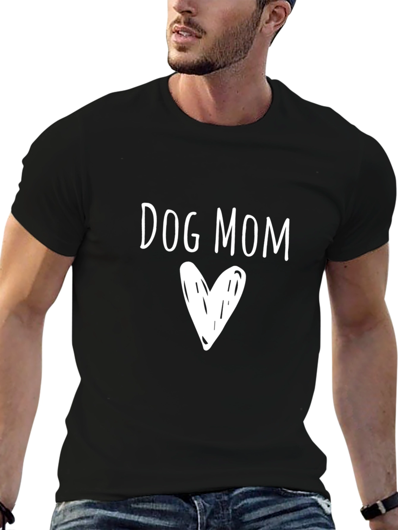 Dog Mom Heart Graphic Tee - Casual Comfort