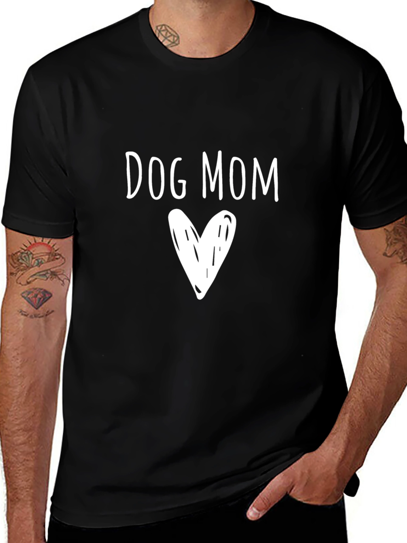 Dog Mom Heart Graphic Tee - Casual Comfort