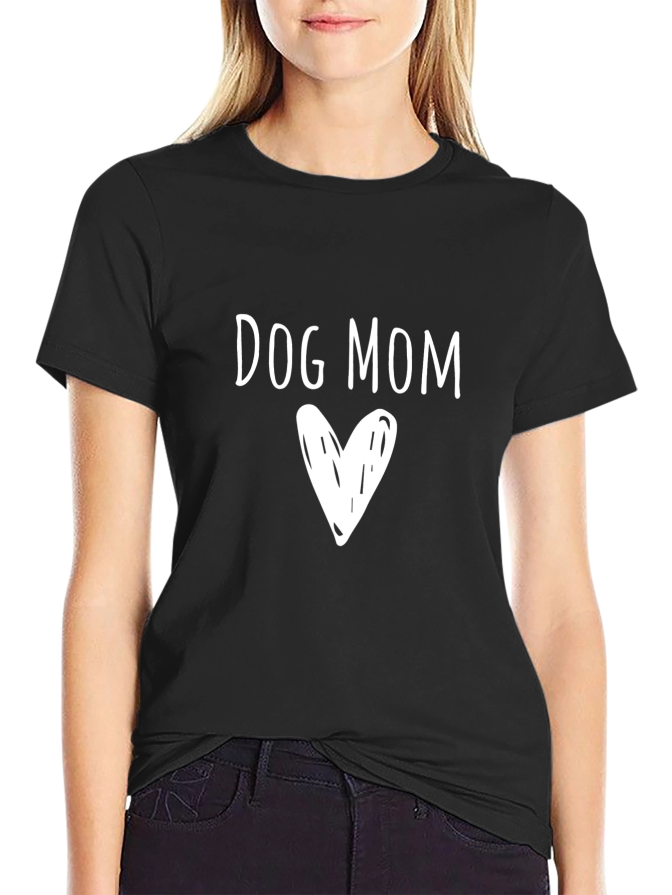 Dog Mom Heart Graphic Tee - Casual Comfort