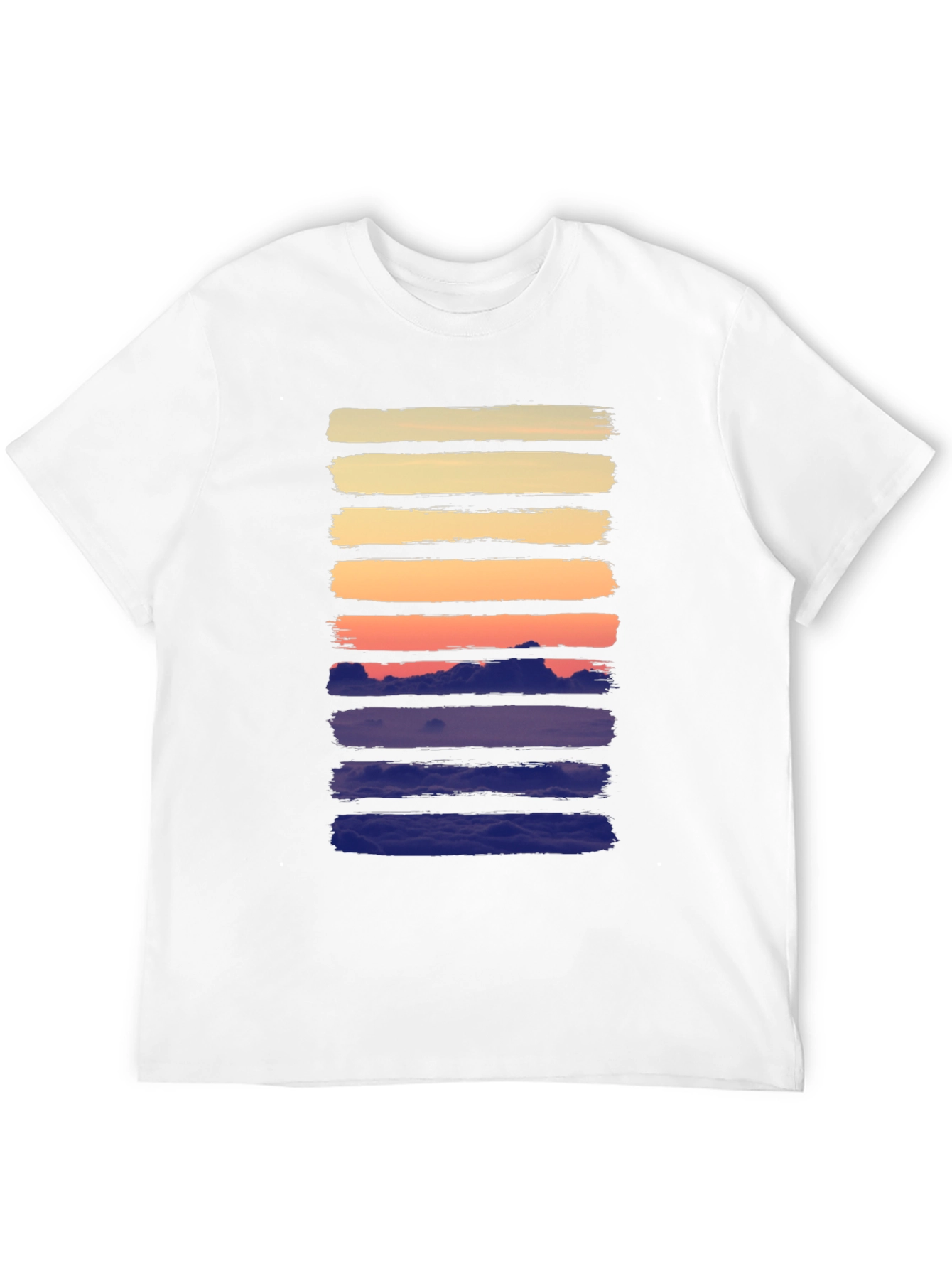 Sunset Stripes Graphic Tee - Black Cotton Casual Shirt