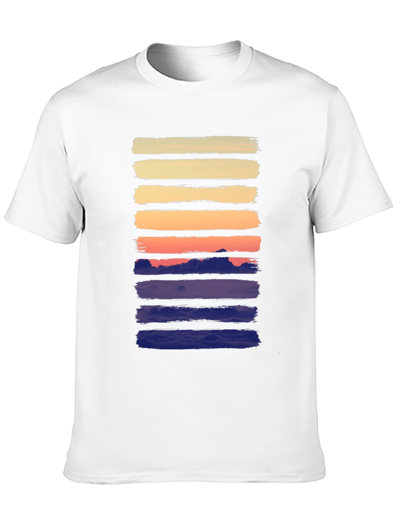 Sunset Stripes Graphic Tee - Black Cotton Casual Shirt