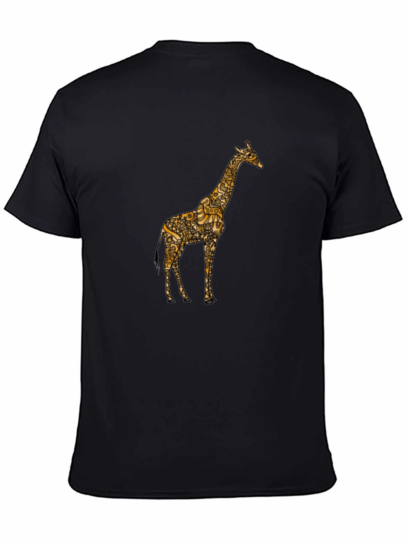 Stylish Giraffe Print Black T-Shirt