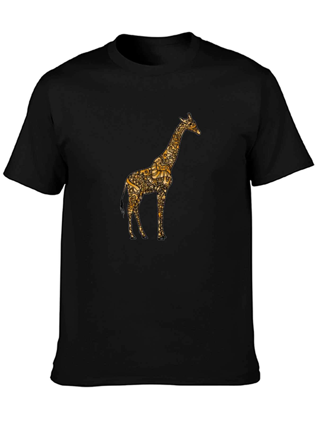 Stylish Giraffe Print Black T-Shirt