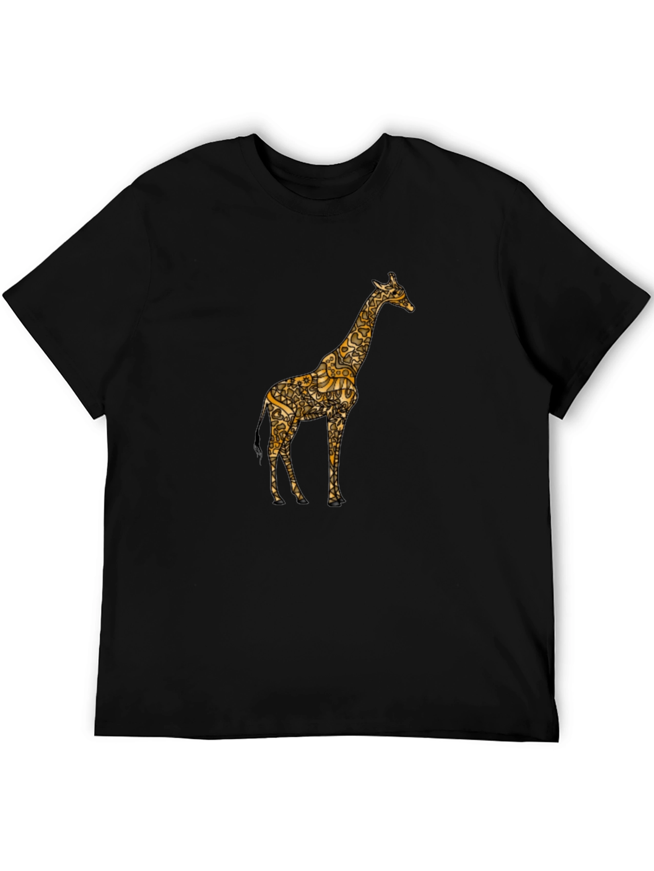 Stylish Giraffe Print Black T-Shirt