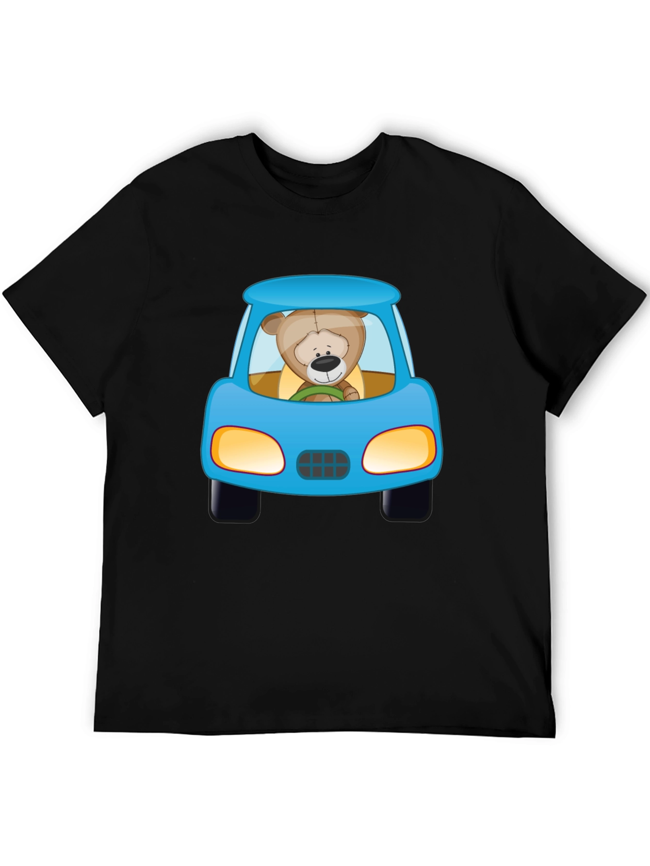 Cartoon Teddy Bear Driving a Car Graphic T-Shirt