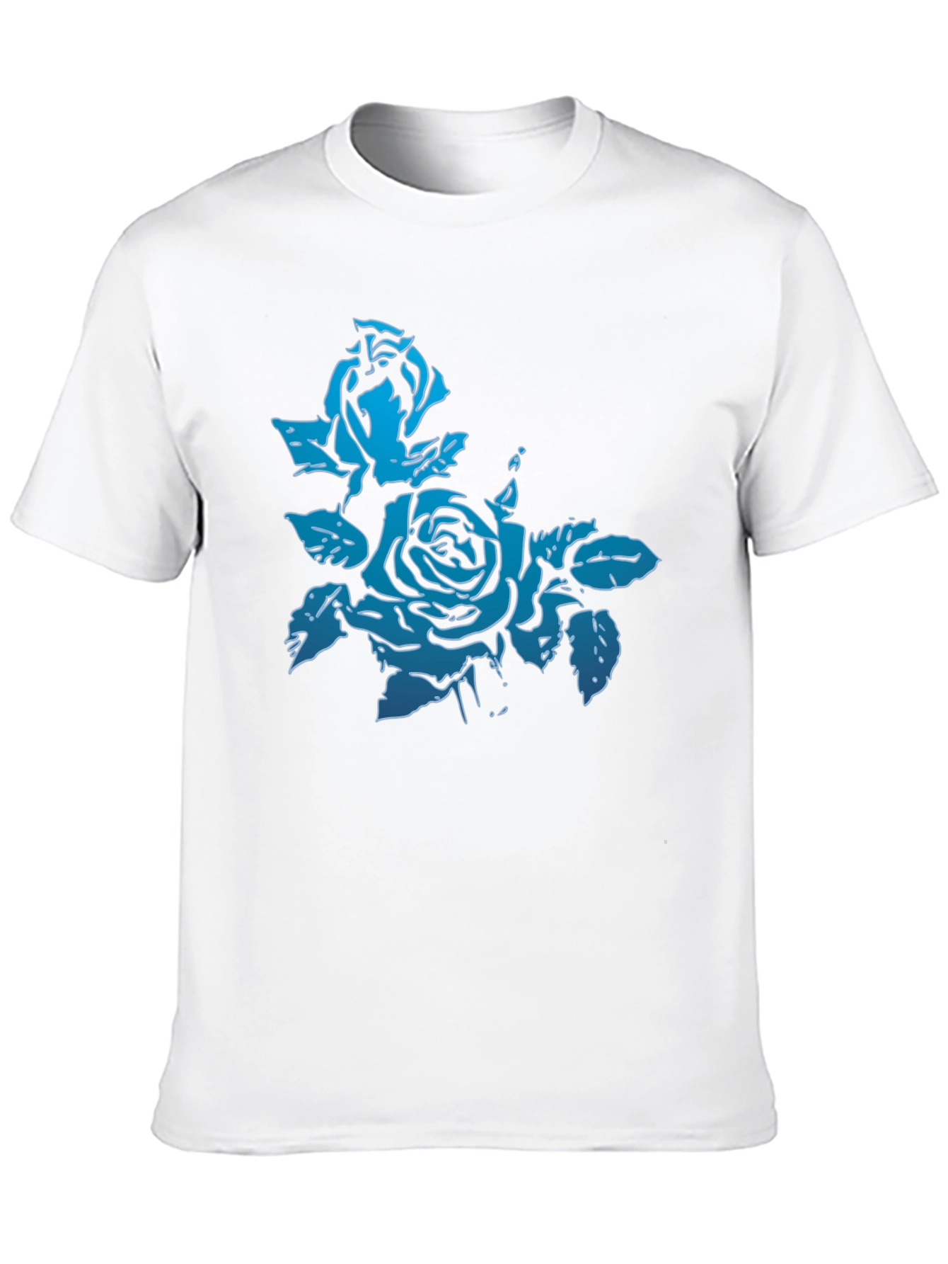 Blue Rose Graphic Black T-Shirt