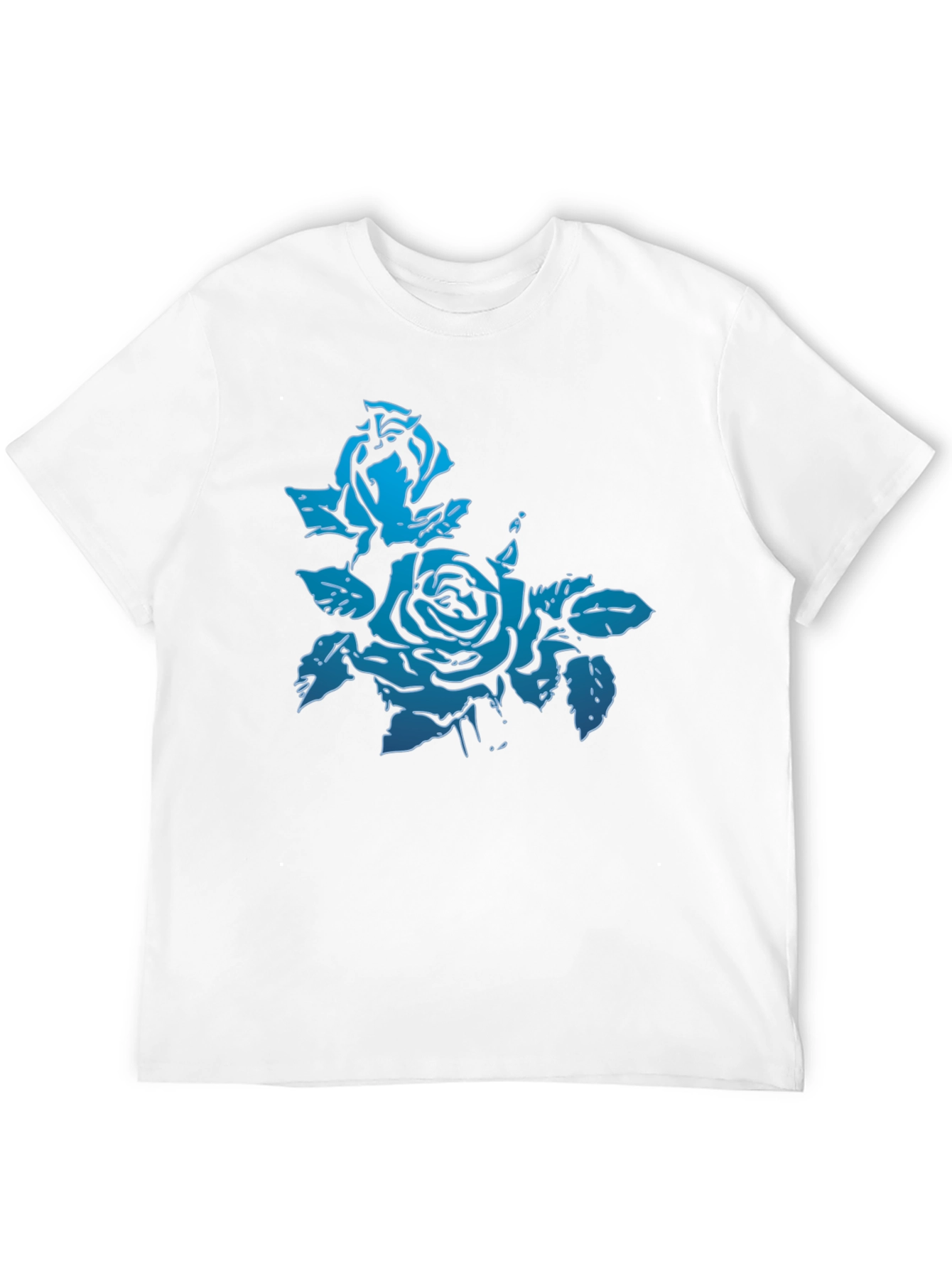 Blue Rose Graphic Black T-Shirt