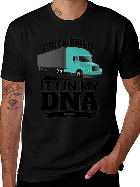 Truck Driver DNA Graphic Tee - Black Casual T-Shirt