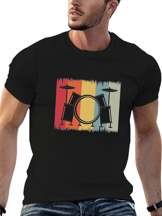 Retro Drum Set Graphic Tee - Musicians Essential