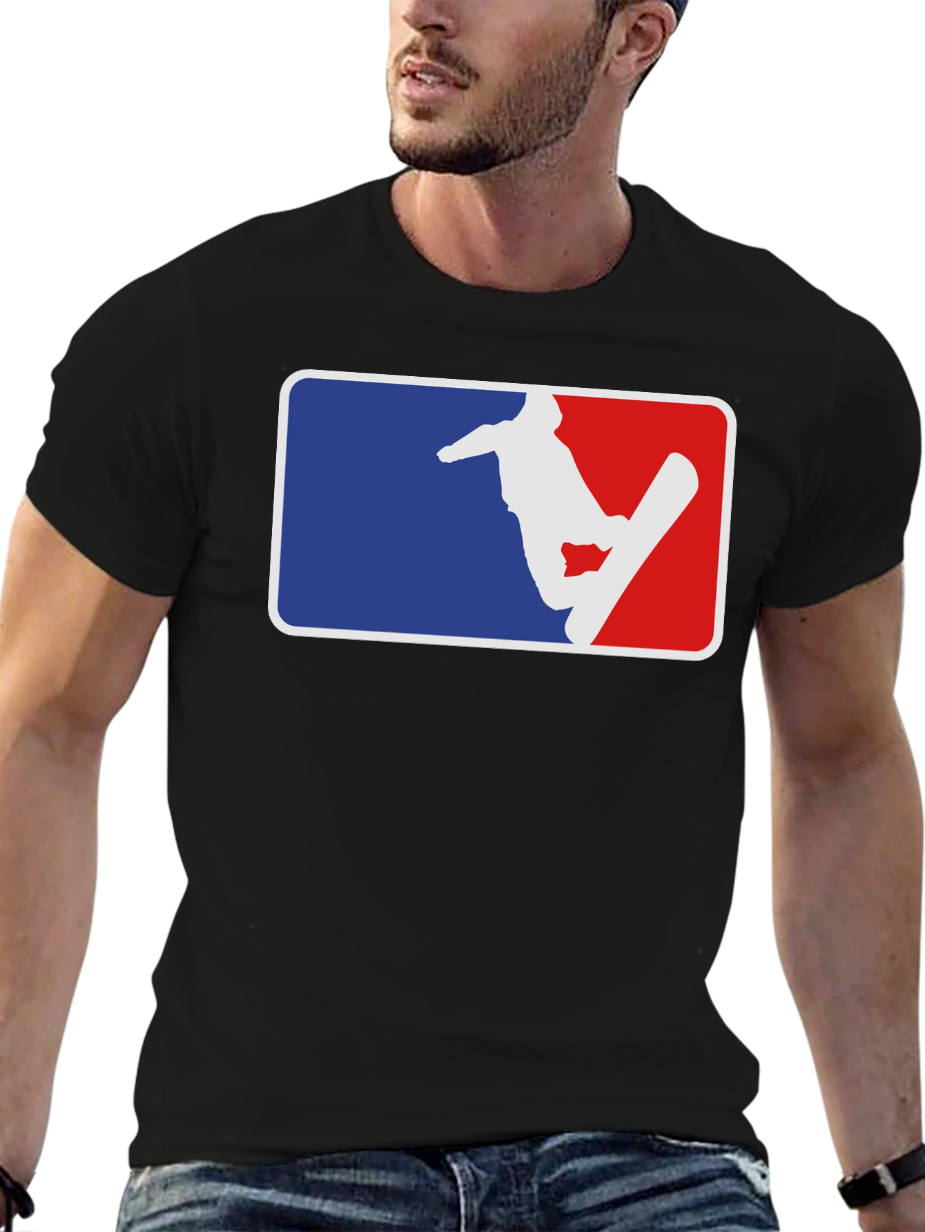 Snowboarder Graphic Tee - Blue & Red