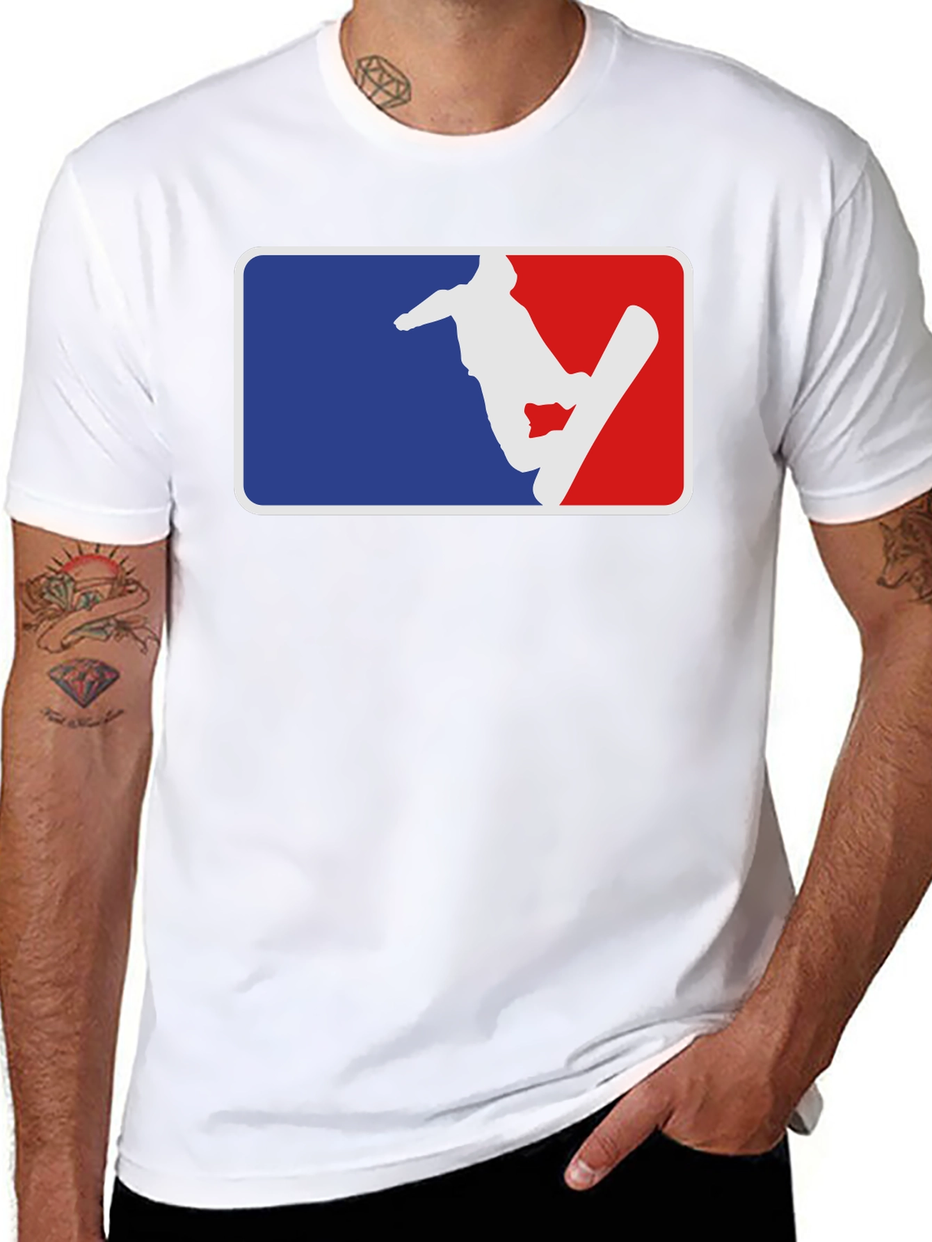 Snowboarder Graphic Tee - Blue & Red