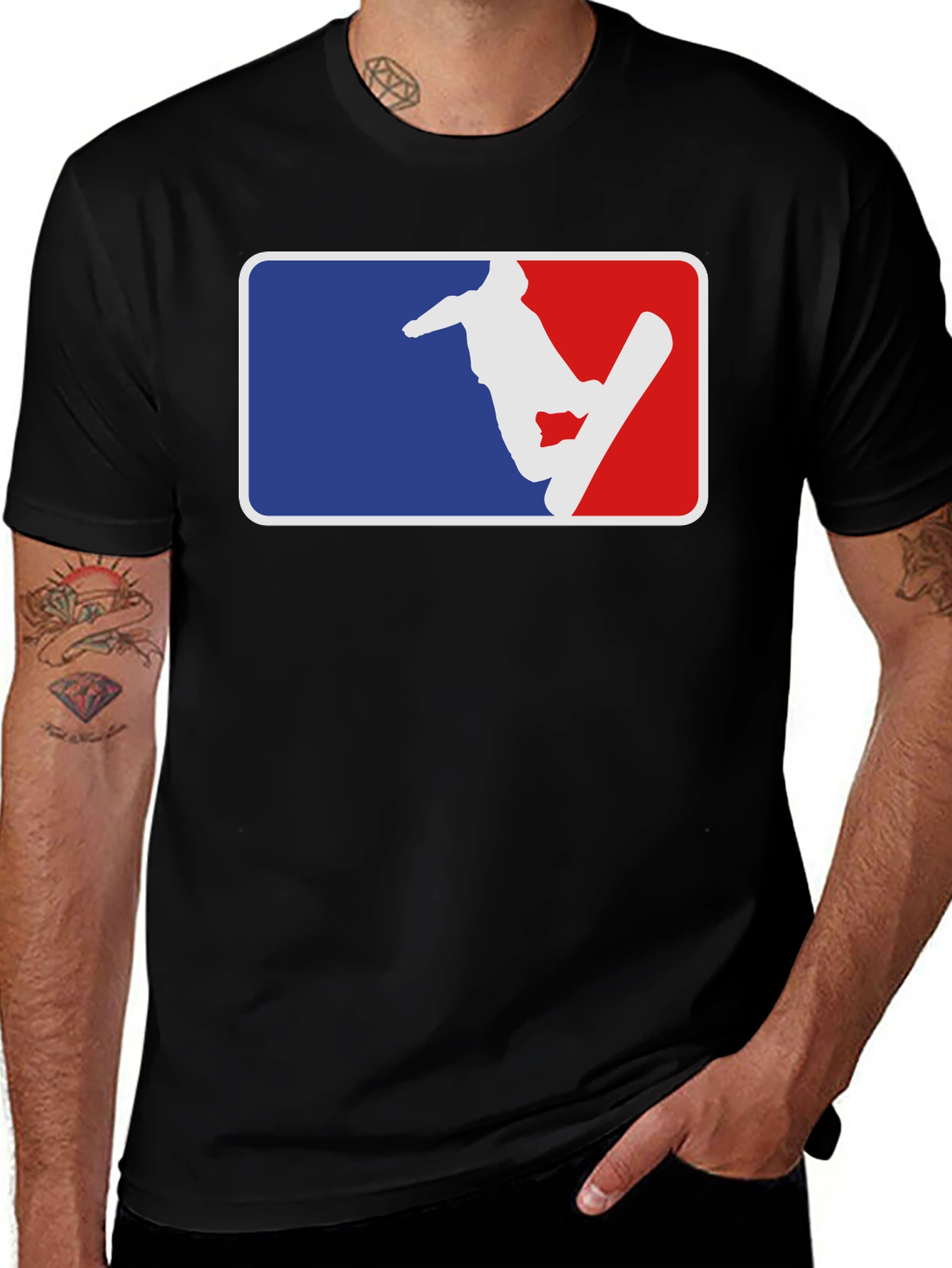 Snowboarder Graphic Tee - Blue & Red