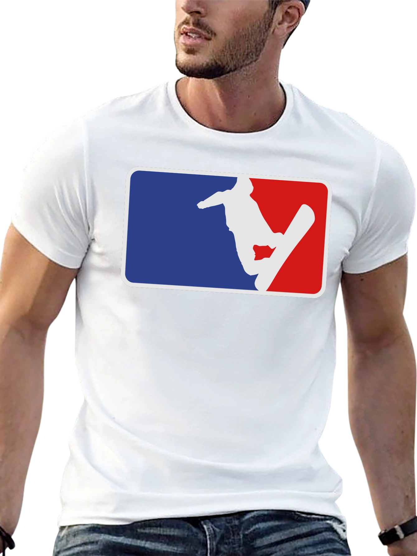 Snowboarder Graphic Tee - Blue & Red