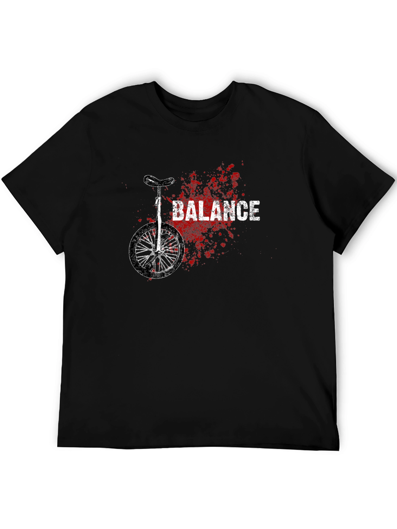 Unicycle Balance Graphic Tee - Black Cotton Casual Shirt