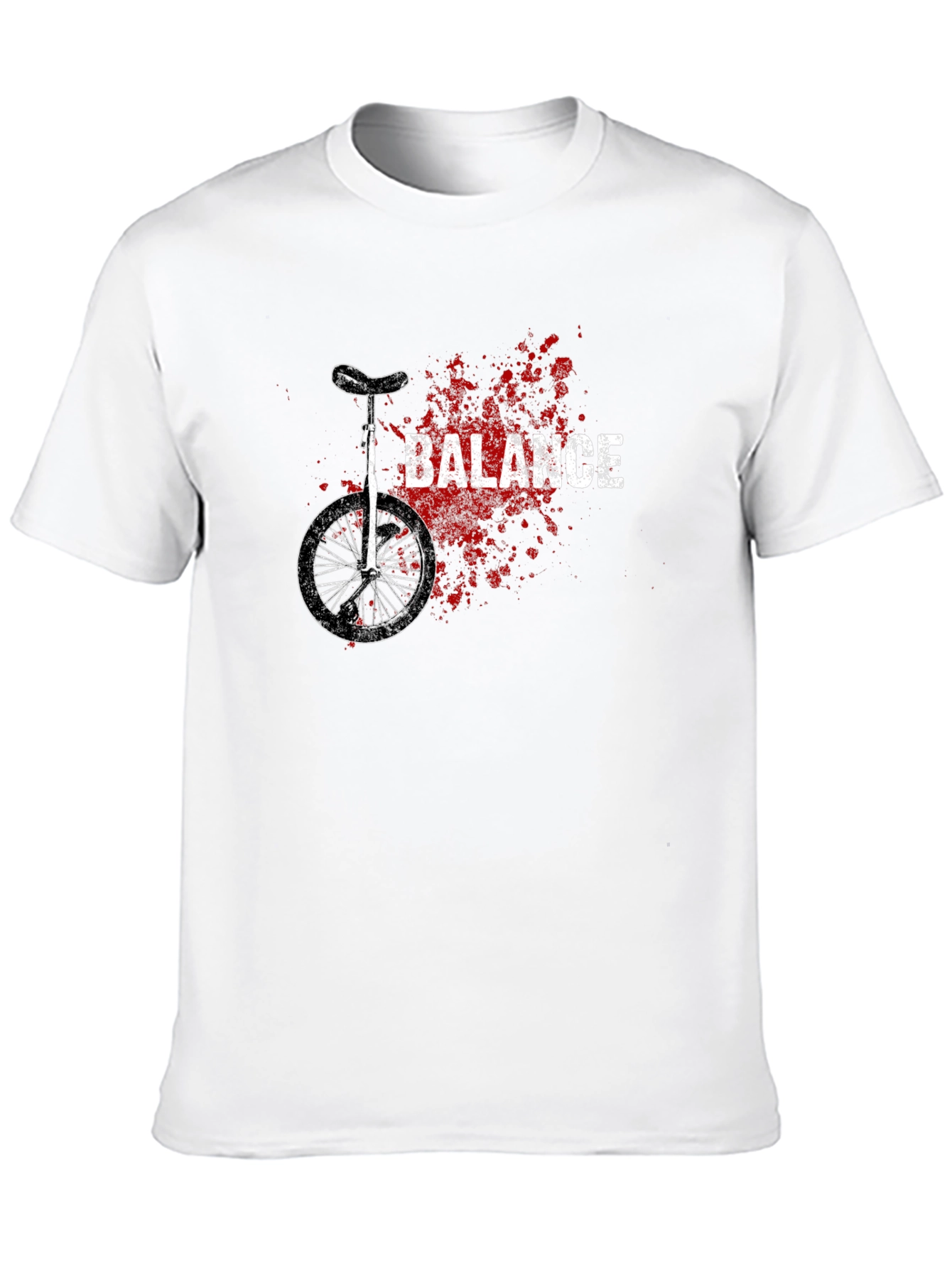 Unicycle Balance Graphic Tee - Black Cotton Casual Shirt