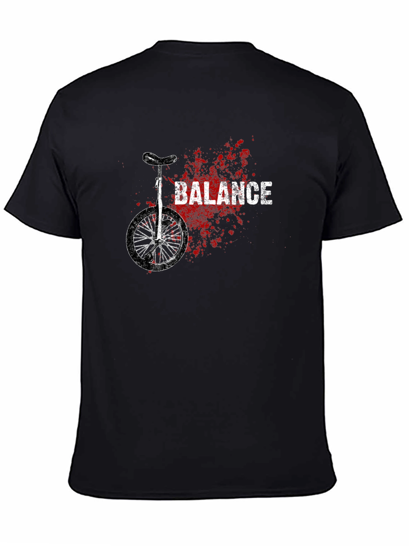 Unicycle Balance Graphic Tee - Black Cotton Casual Shirt