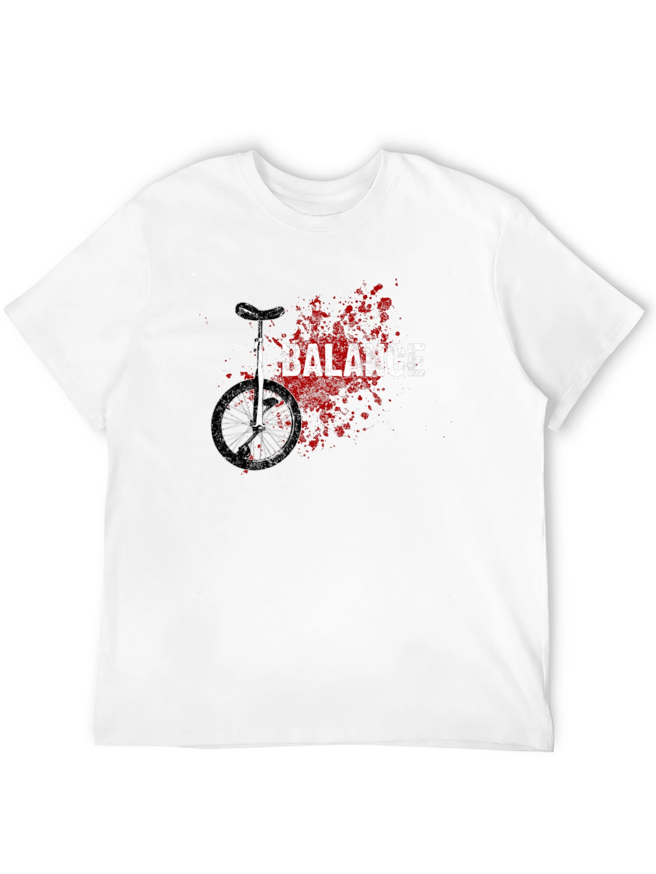 Unicycle Balance Graphic Tee - Black Cotton Casual Shirt