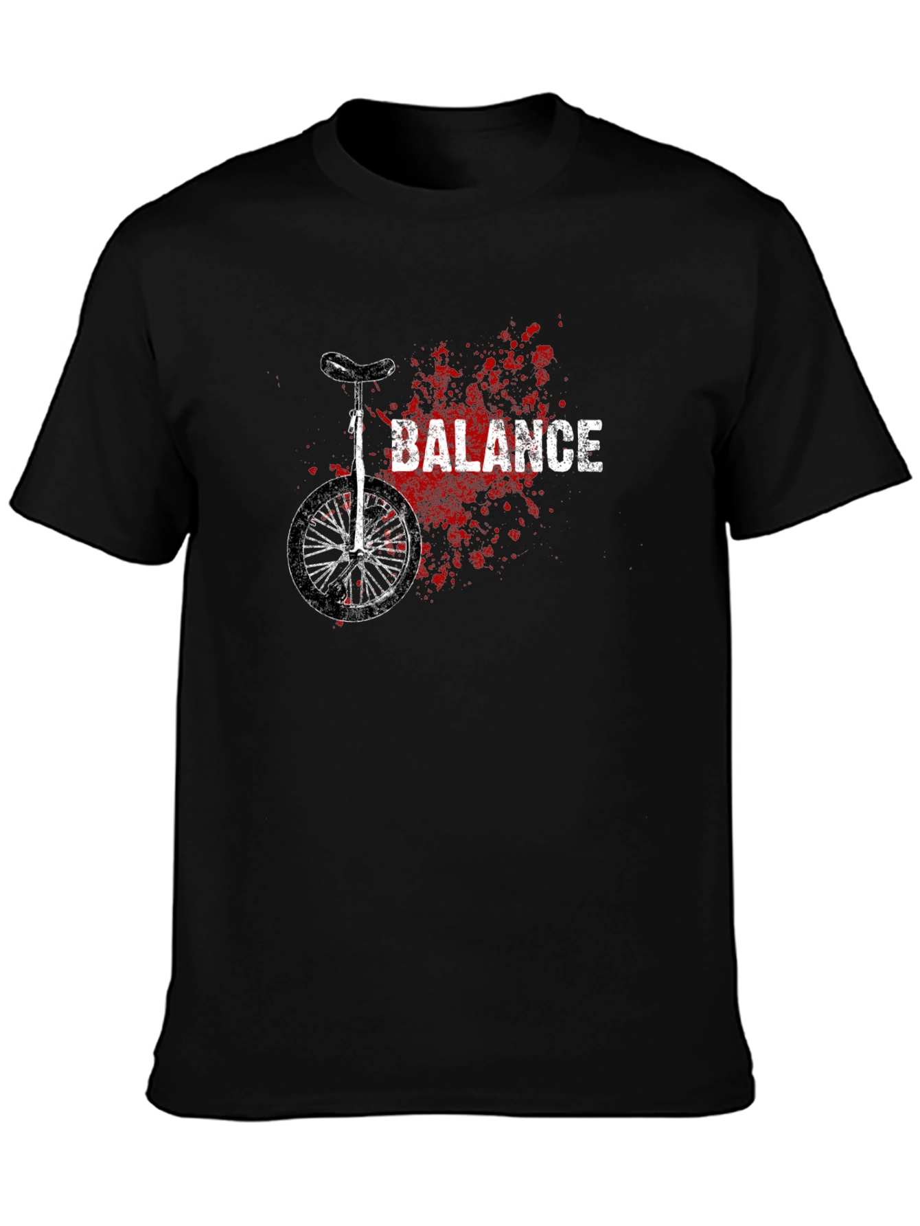 Unicycle Balance Graphic Tee - Black Cotton Casual Shirt