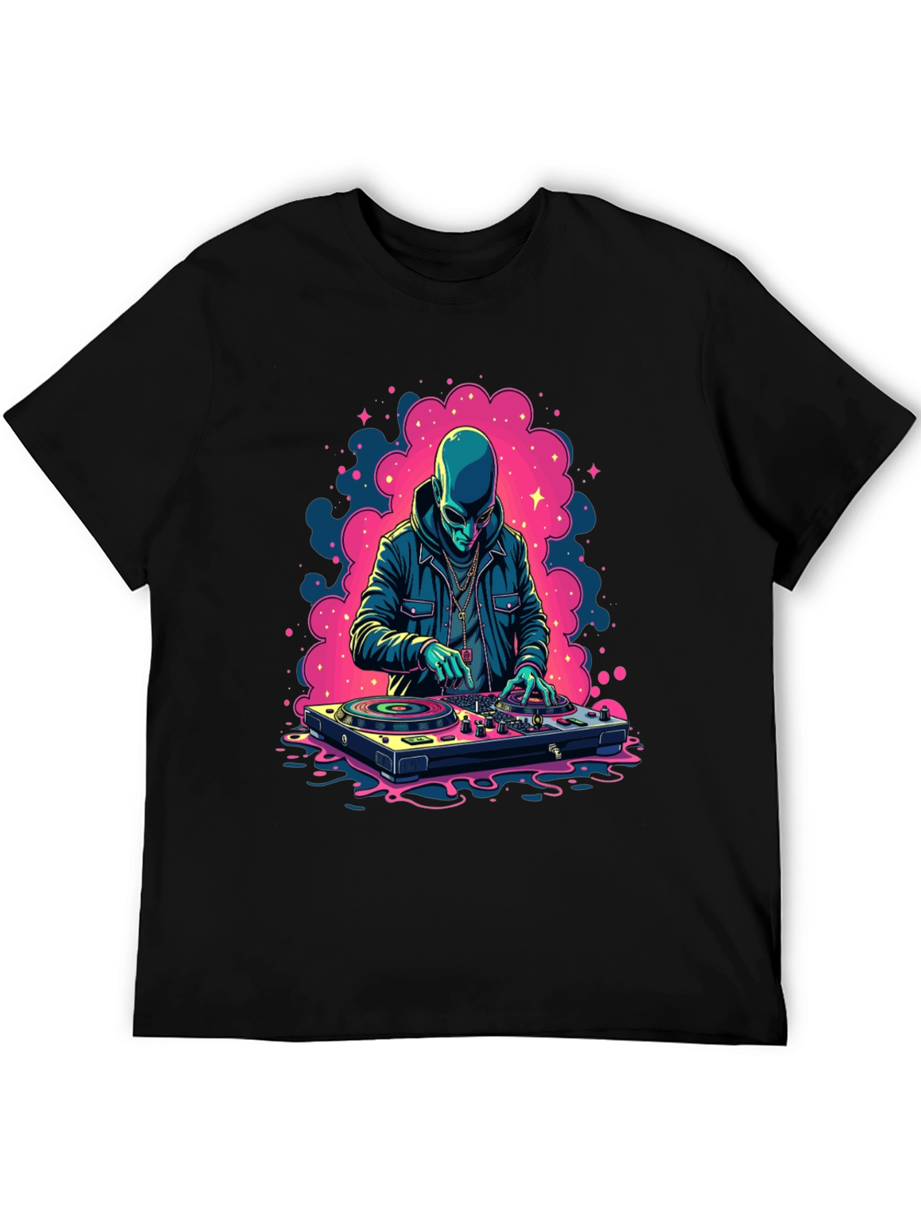 Alien DJ Black Graphic Tee