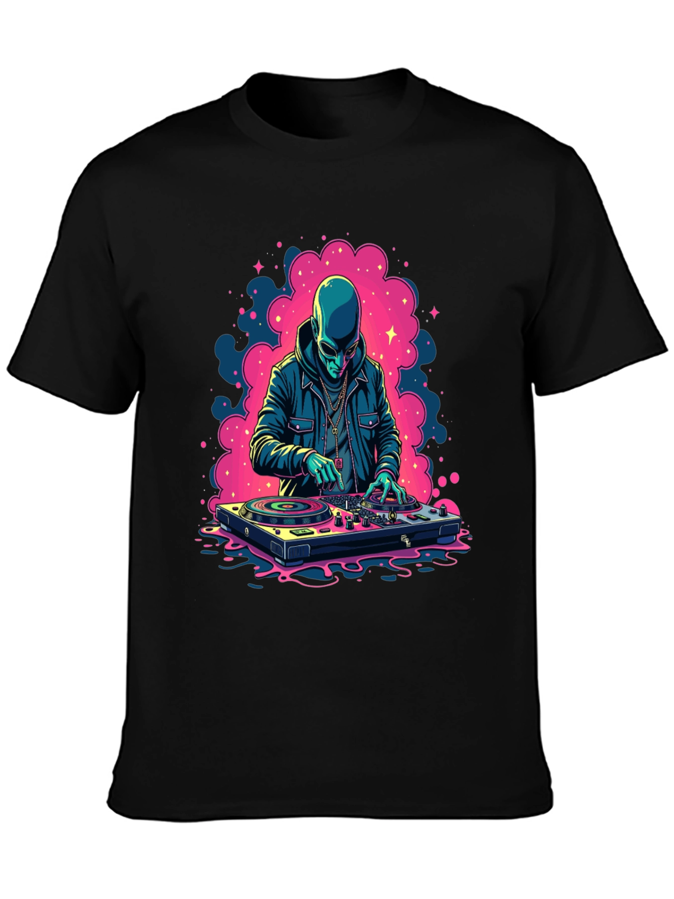 Alien DJ Black Graphic Tee