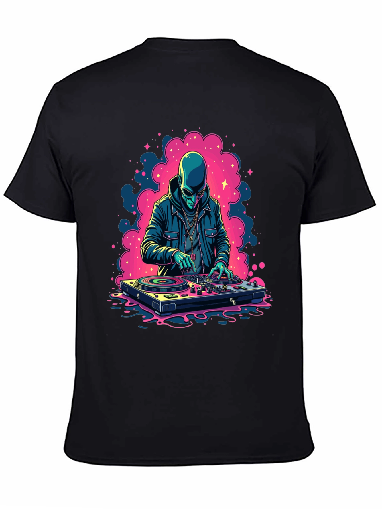 Alien DJ Black Graphic Tee