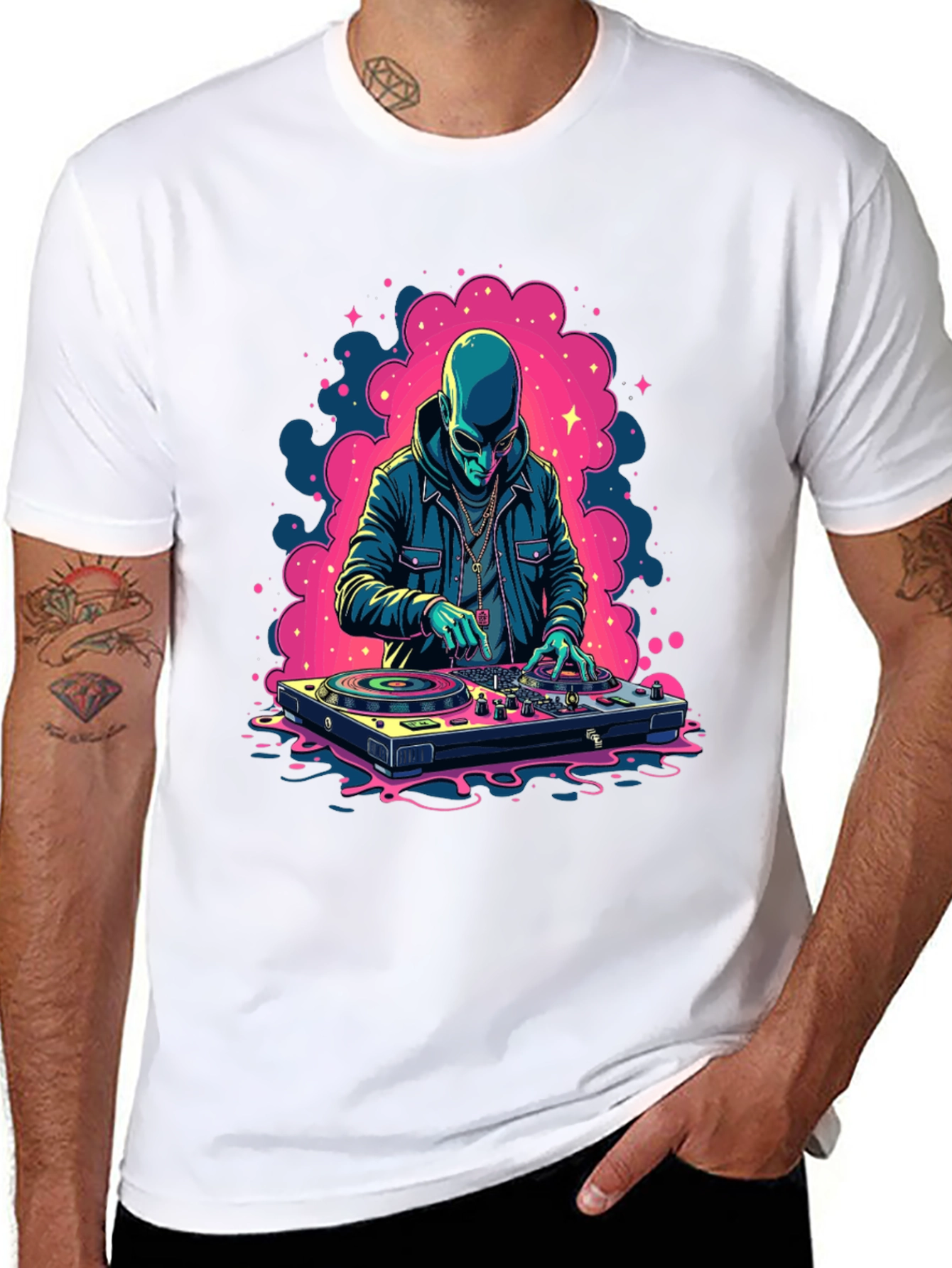 Alien DJ Black Graphic Tee
