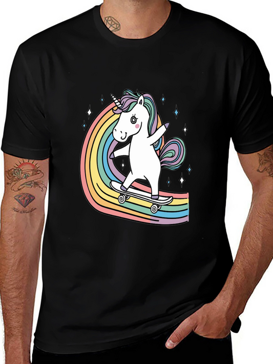 Unicorn Skateboard Rainbow T-Shirt