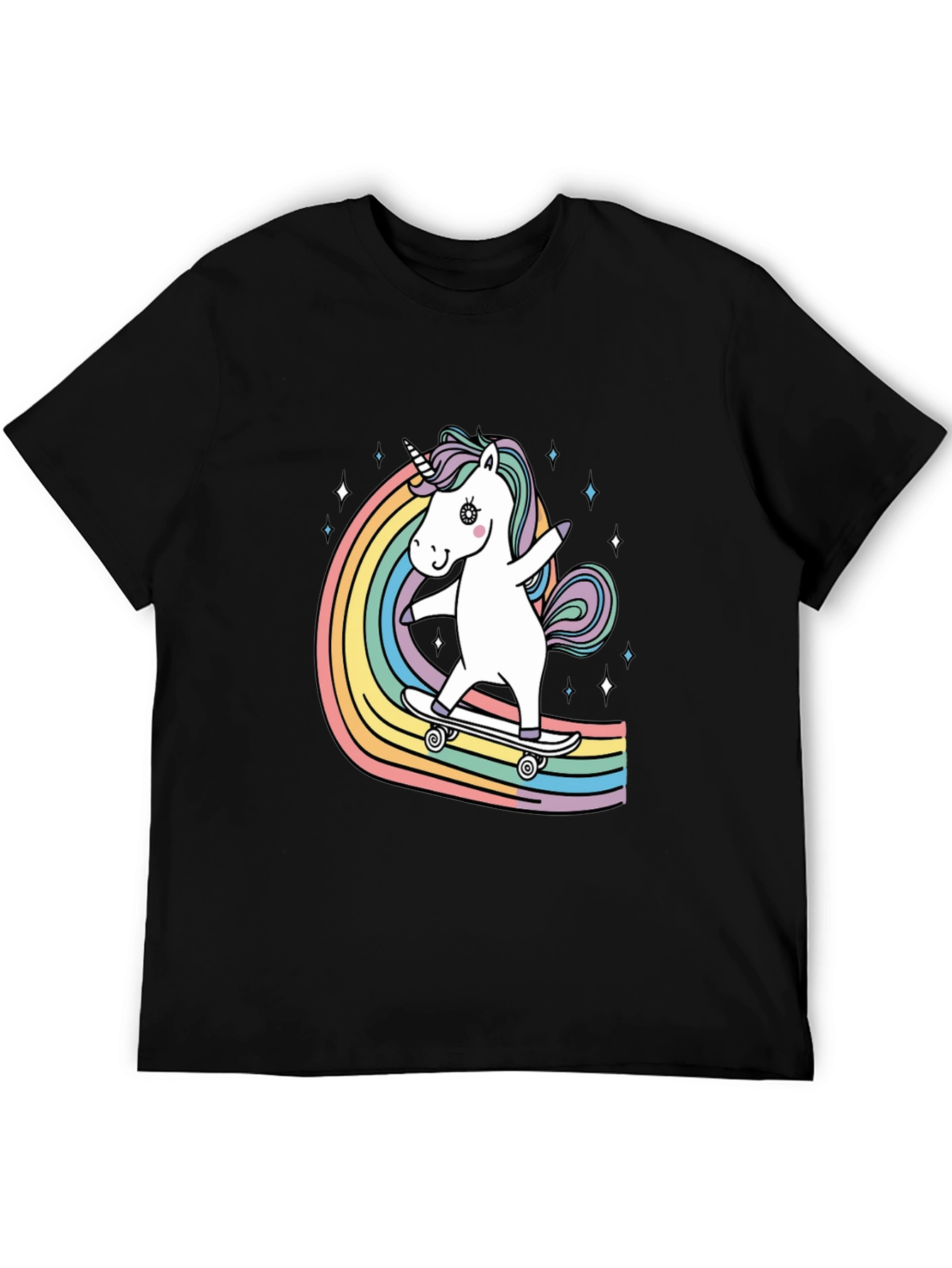 Unicorn Skateboard Rainbow T-Shirt